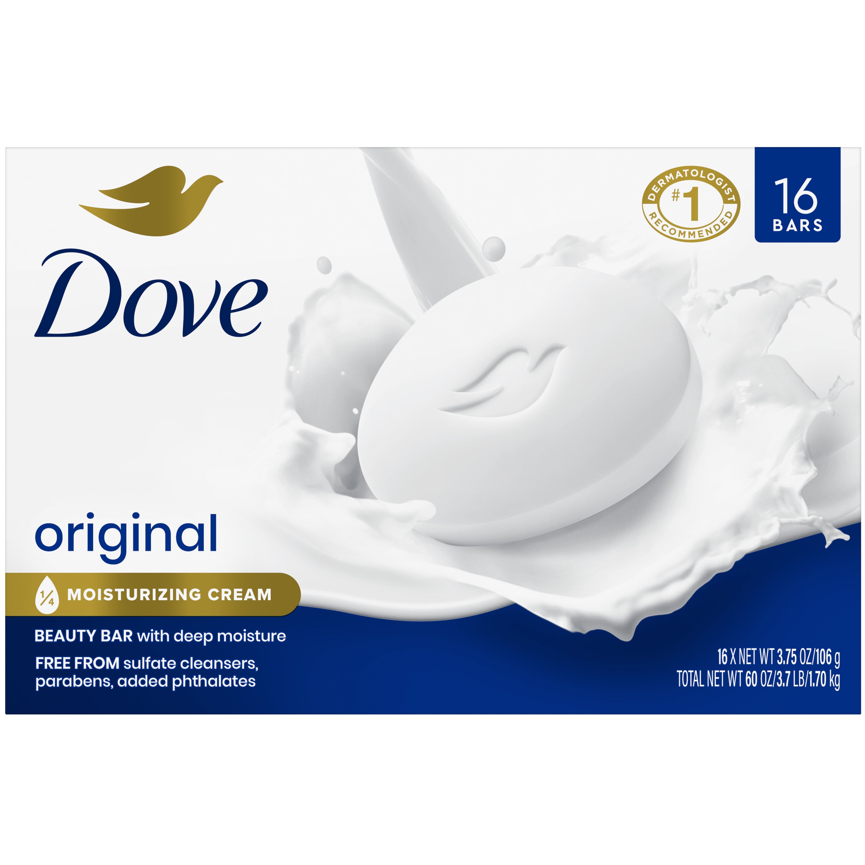 **Dove** Beauty Bar Soap, Original, 3.75 oz, 16 ct