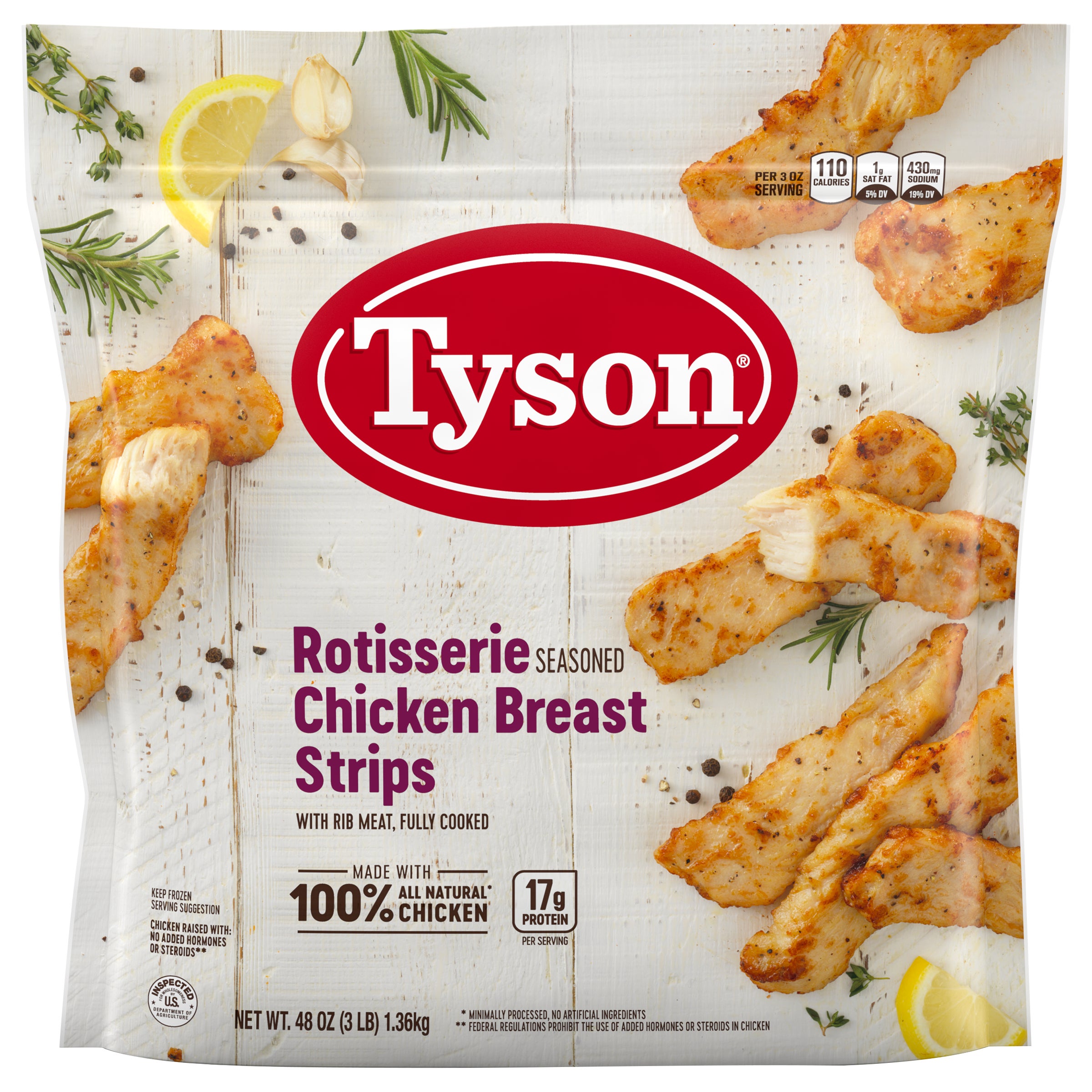 **Tyson** Rotisserie Seasoned Chicken Breast Strips, 3 lb