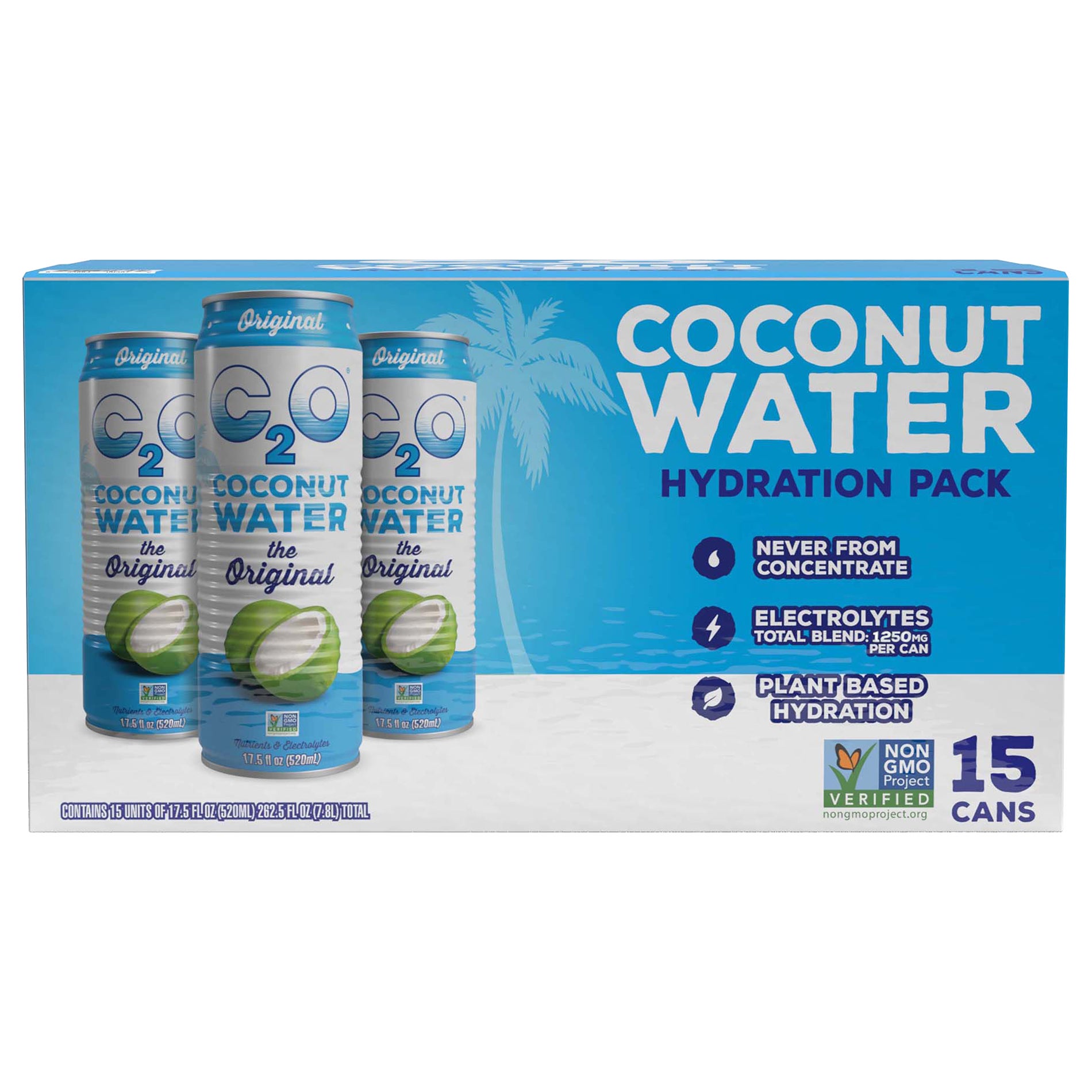 **C2O** Coconut Water , Hydration Pack, Original **AND/OR** Original with Pulp, 17.5 fl oz, 15 ct