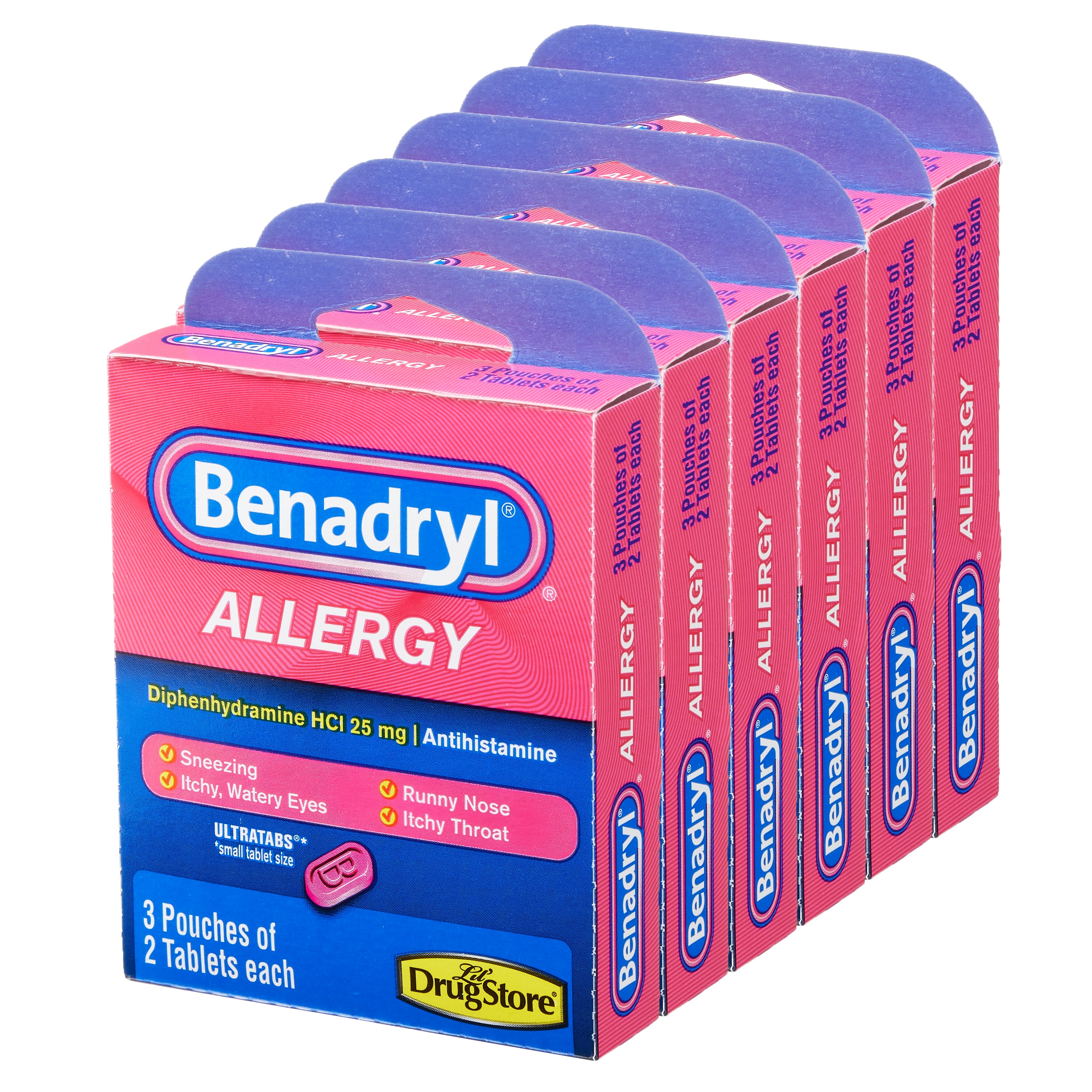 **Benadryl Allergy** Diphenhydramine HCI 25 mg Ultratabs, 6 Trial Packs
