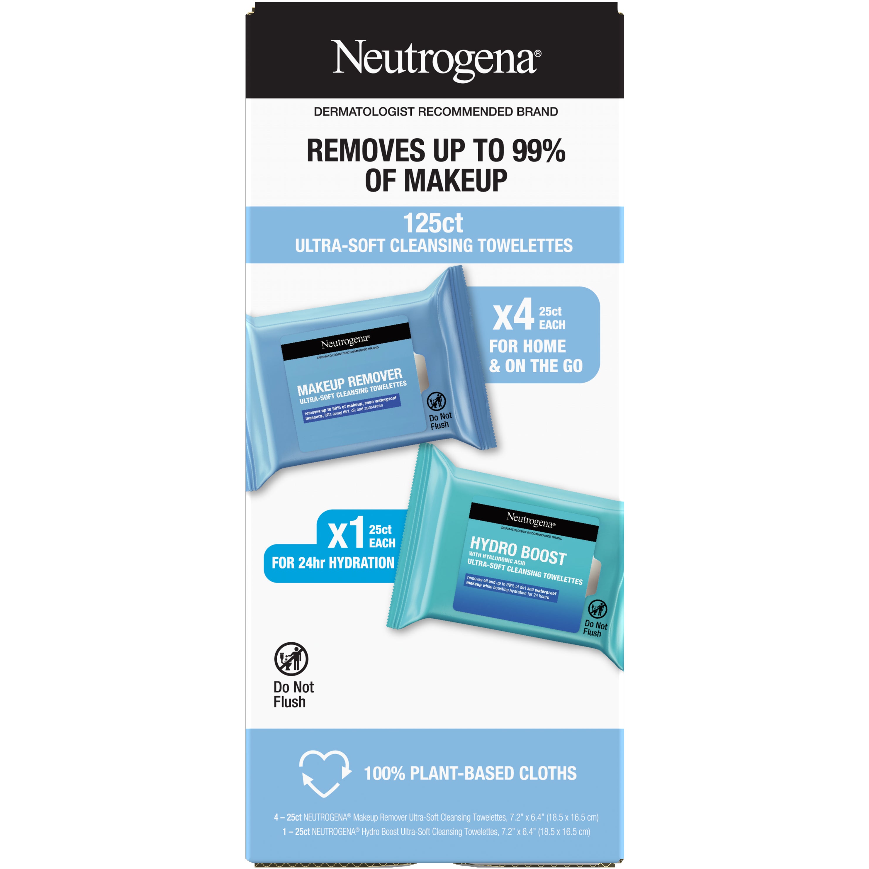 **Neutrogena** Makeup Remover , Towelettes, 125 ct, 25 ct, 5 pk