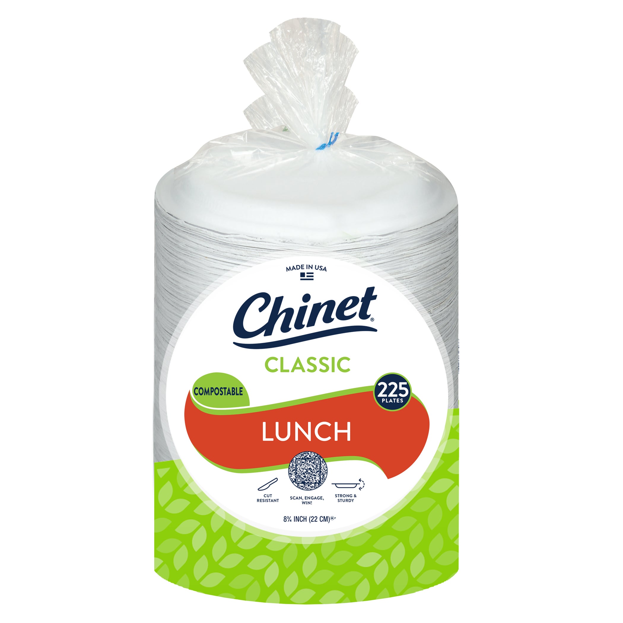 **Chinet** Classic 8-3/4" Lunch Paper Plate, White, 225 ct