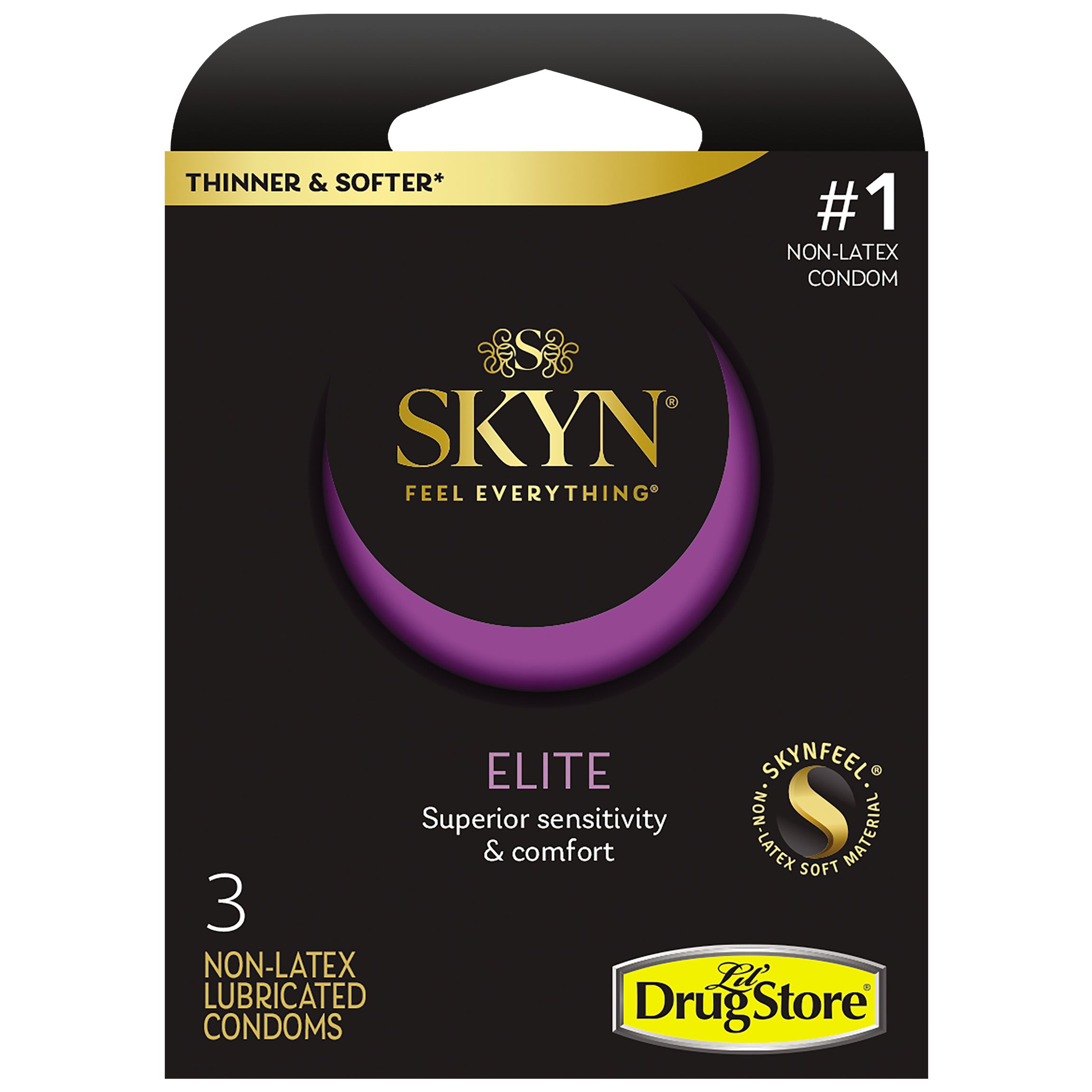 **SKYN** Elite Condoms, Non-Latex, Lubricated, 3 per Pack, 6 Trial Packs