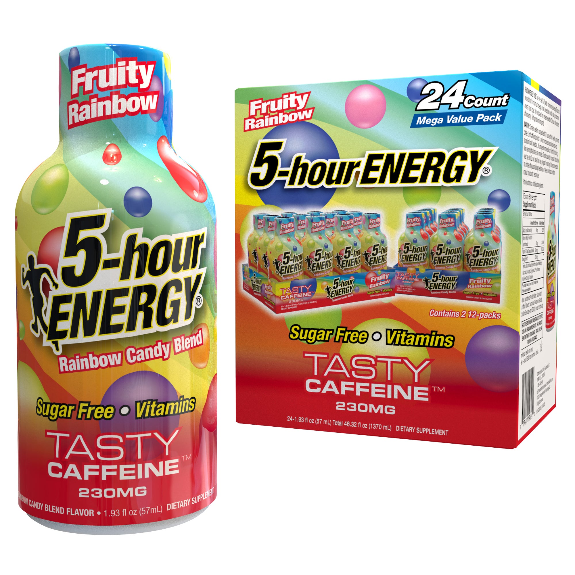 **5-hour ENERGY** Shots, Extra Strength, Fruity Rainbow, Firework Freeze, Berry **AND/OR** Grape, 1.93 fl oz, 24 ct