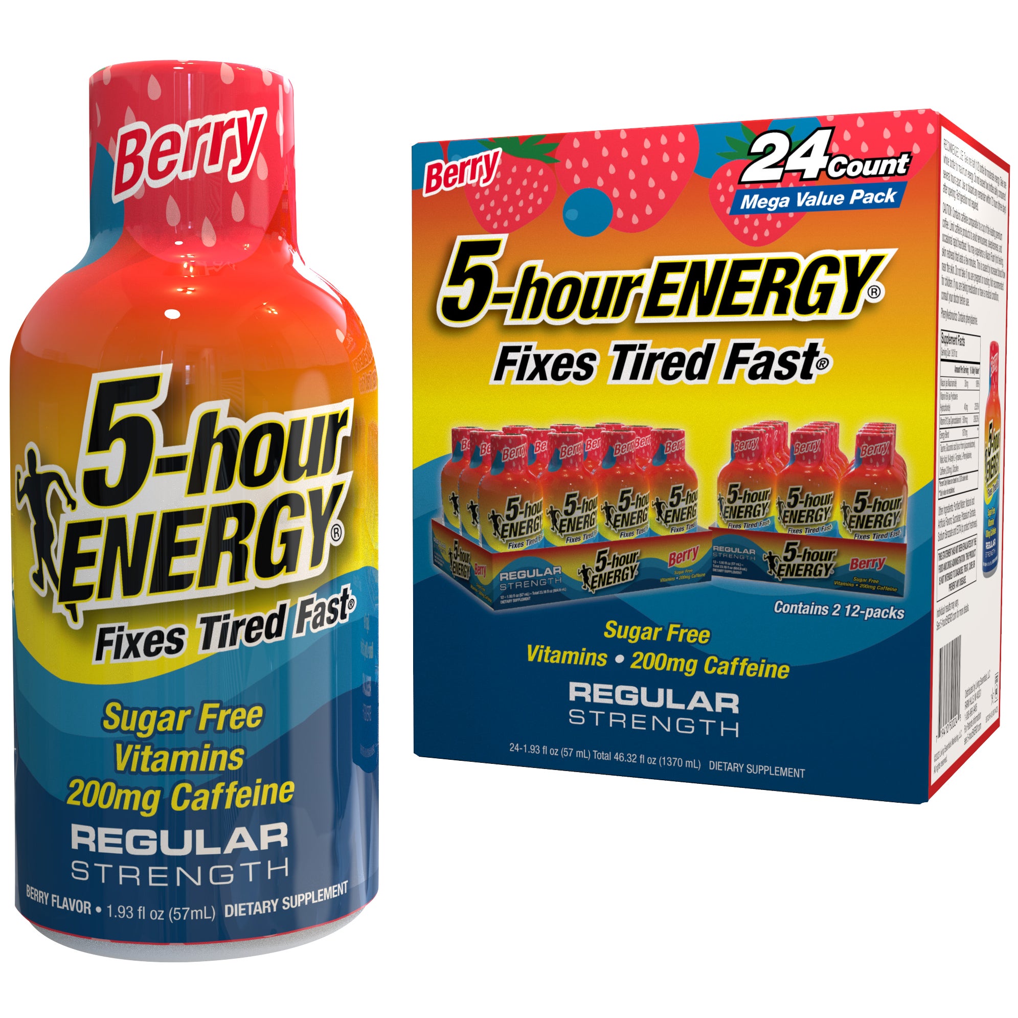 **5-hour ENERGY** Shots, Regular Strength, Berry, 1.93 fl oz, 24 ct