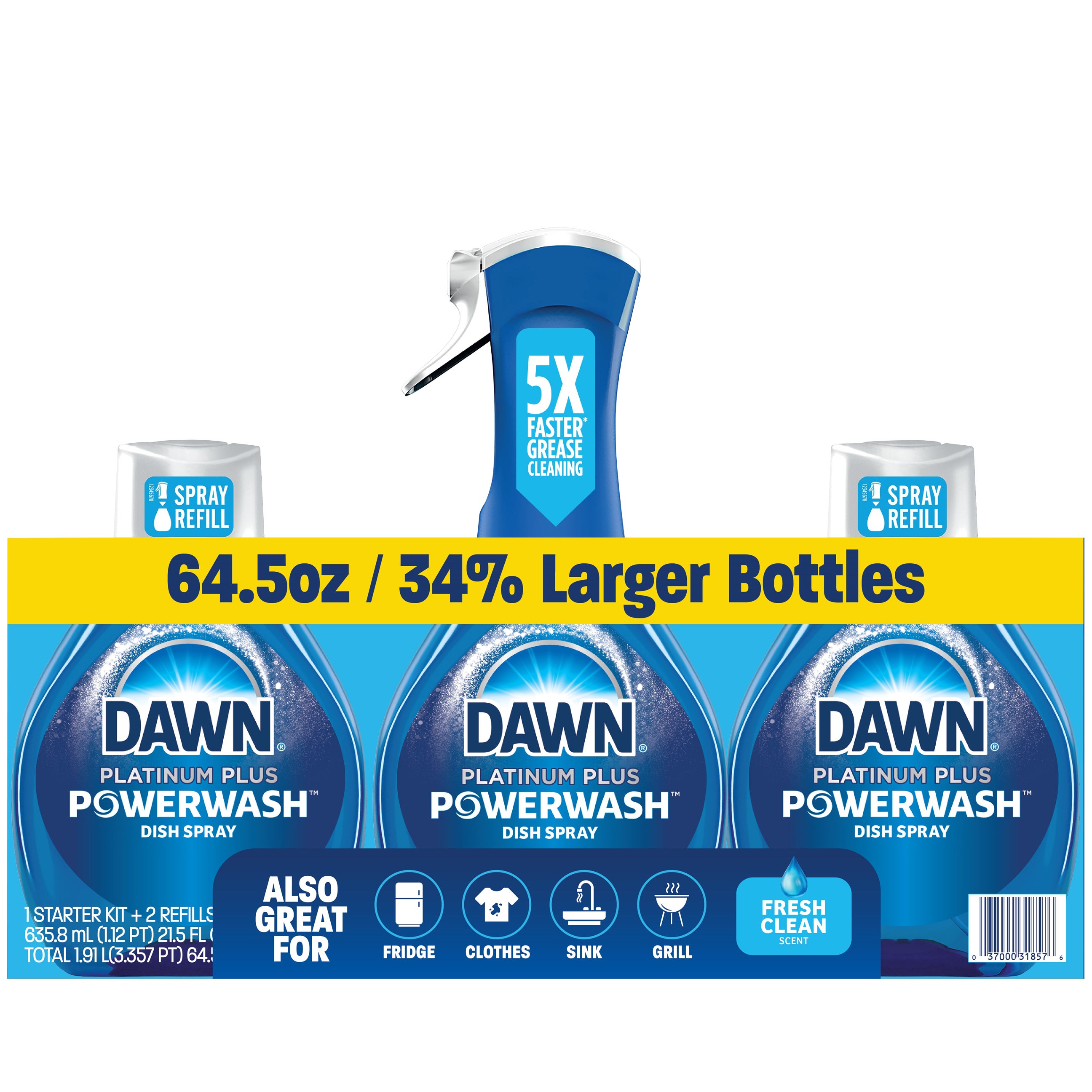 **Dawn** Platinum Plus Powerwash Dish Soap Spray, Fresh Clean, 1 Starter Kit + 2 Refills