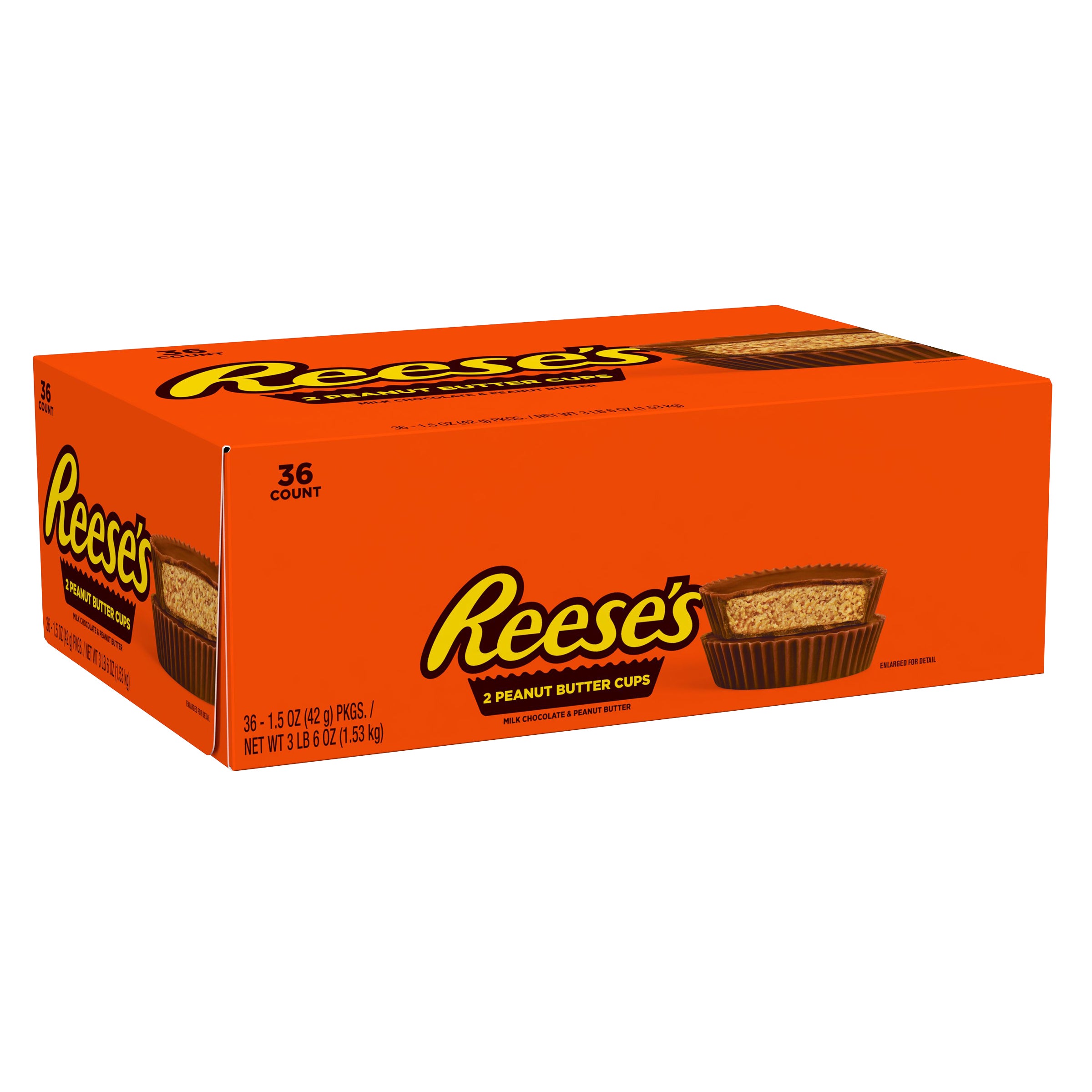 **Reese’s** Peanut Butter Cups, Milk Chocolate, 1.5 oz, 36 ct