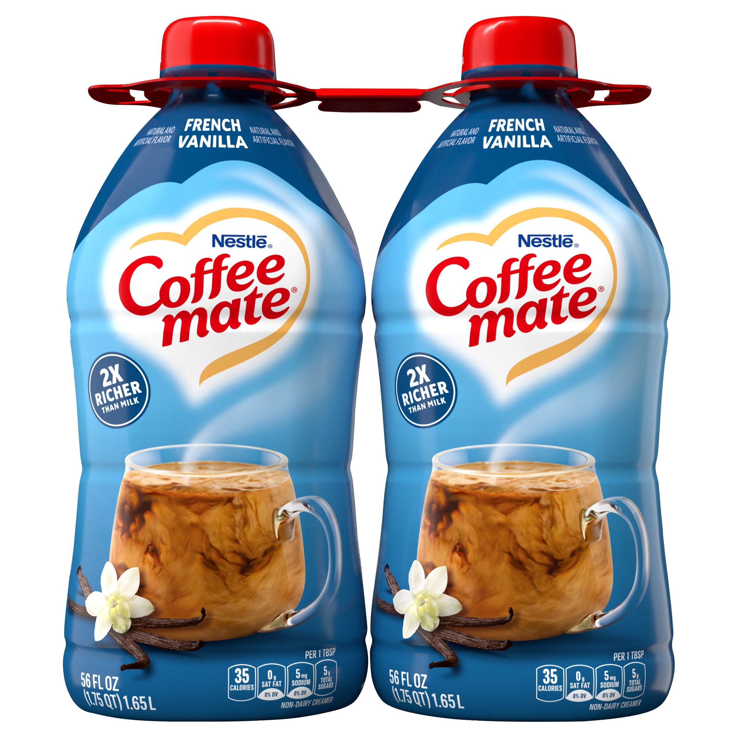 **Coffee mate** Liquid Coffee Creamer, Non-Dairy, French Vanilla, 56 fl oz, 2 ct