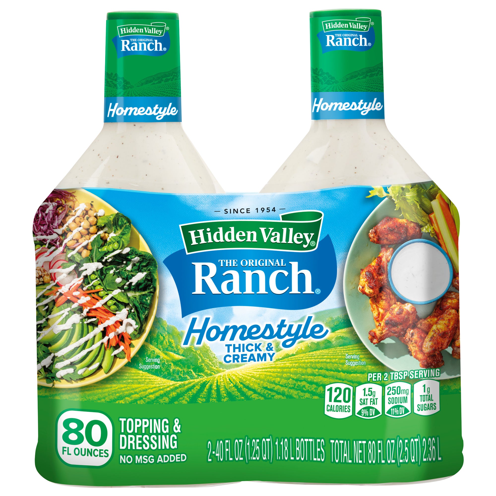 **Hidden Valley** Ranch  Homestyle Dressing and Topping, 40 fl oz, 2 ct