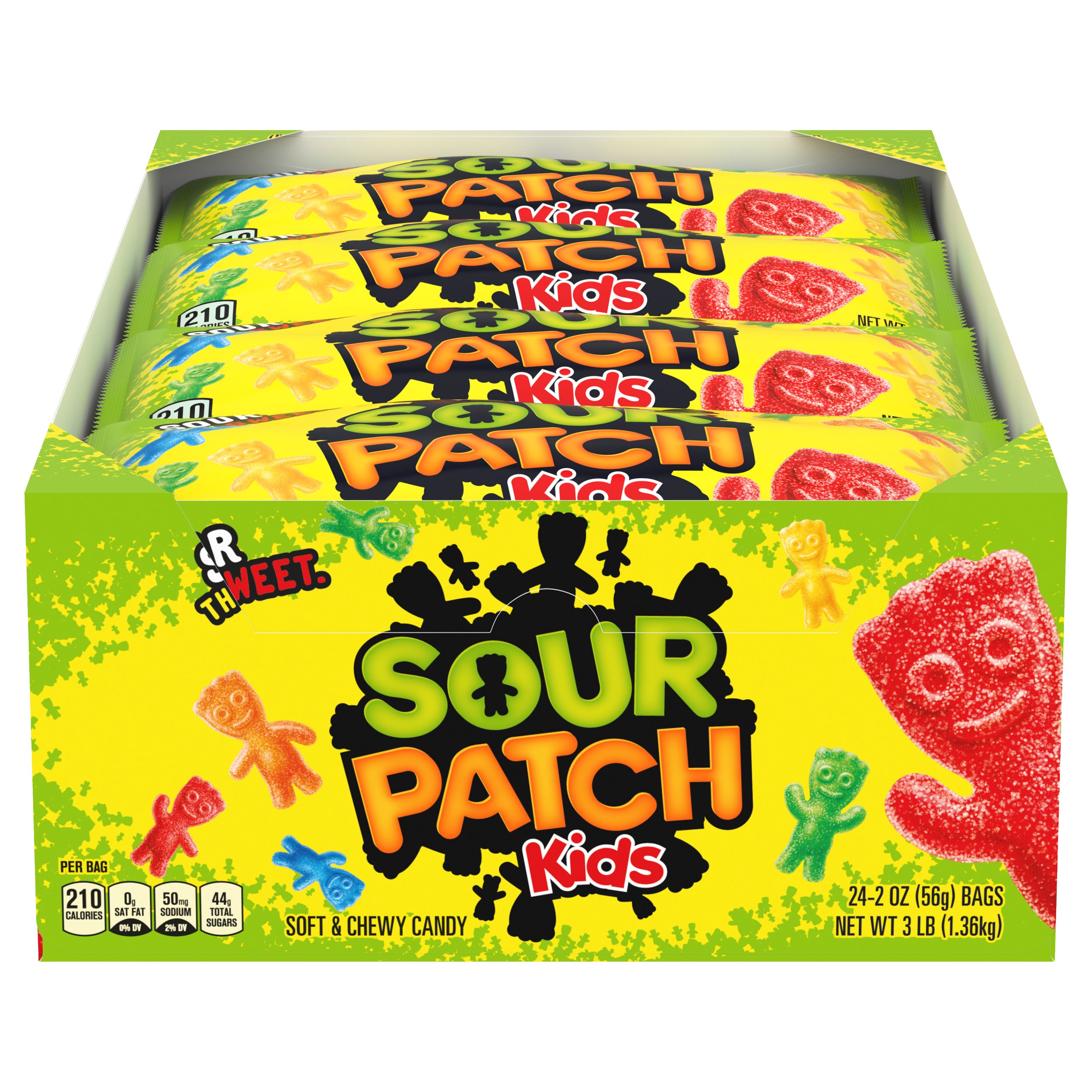 **SOUR PATCH KIDS** Soft & Chewy Candy, Original, Watermelon **AND/OR** Blue Raspberry, 2 oz, 24 ct