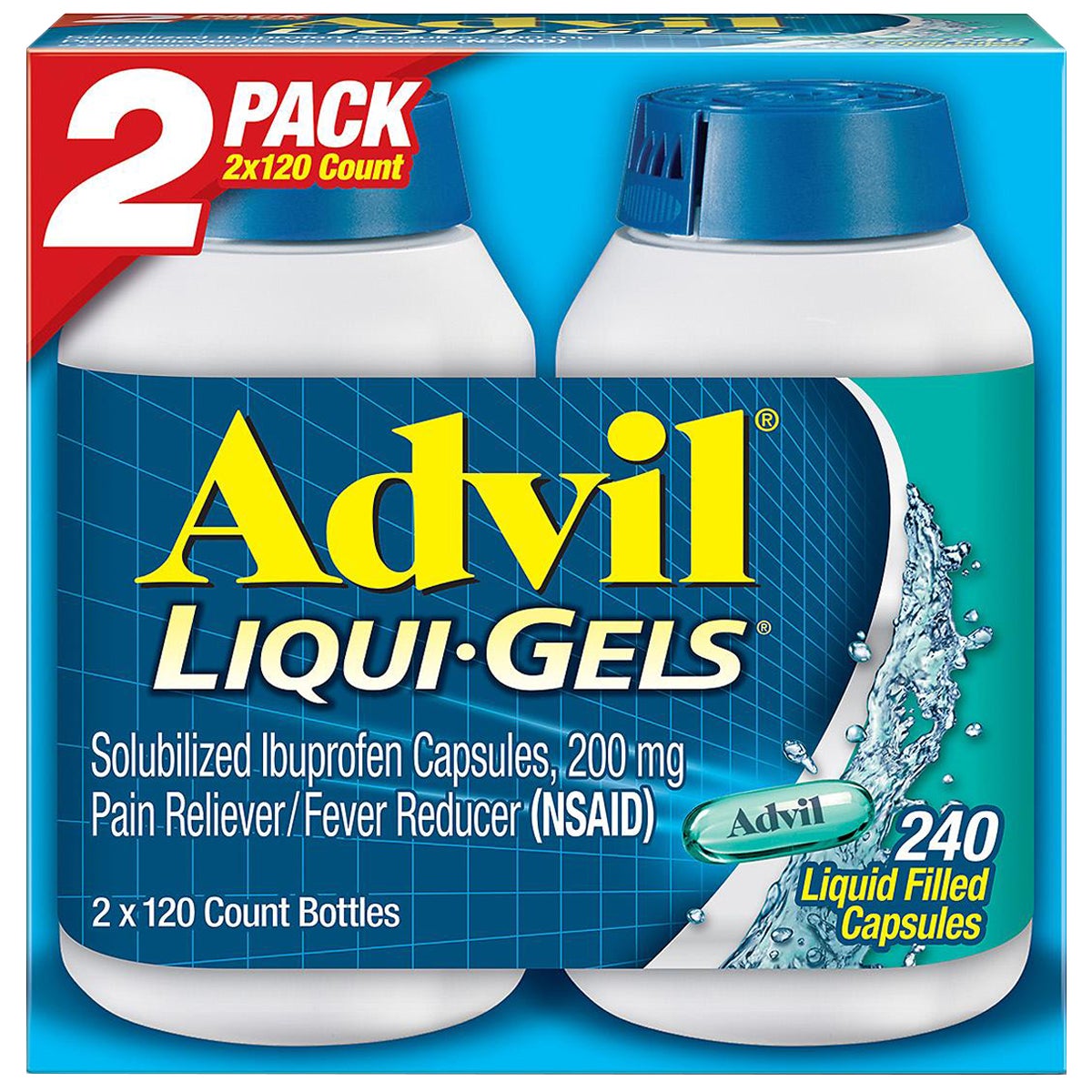 **Advil** Advil Ibuprofen Liqui-Gels, 120 Capsules, 2 ct