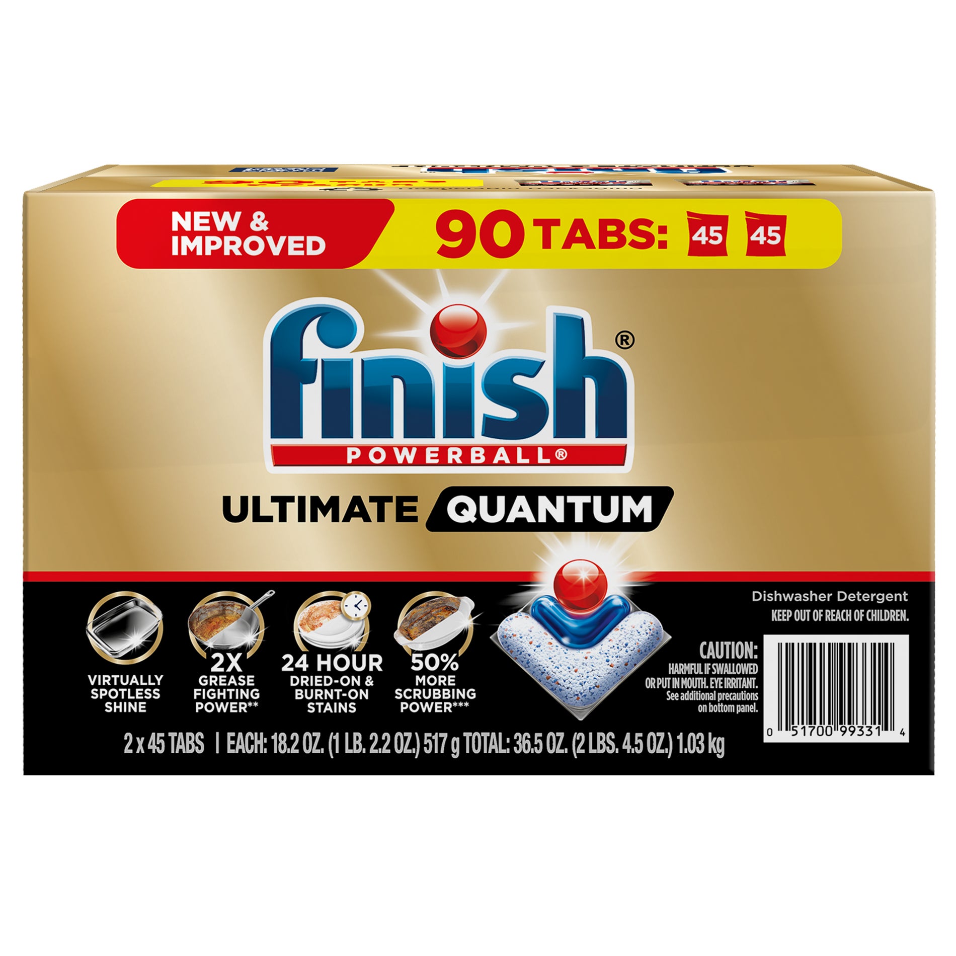 **Finish** Dish Detergent, Powerball Ultimate Quantum, 45 Tabs, 2 ct