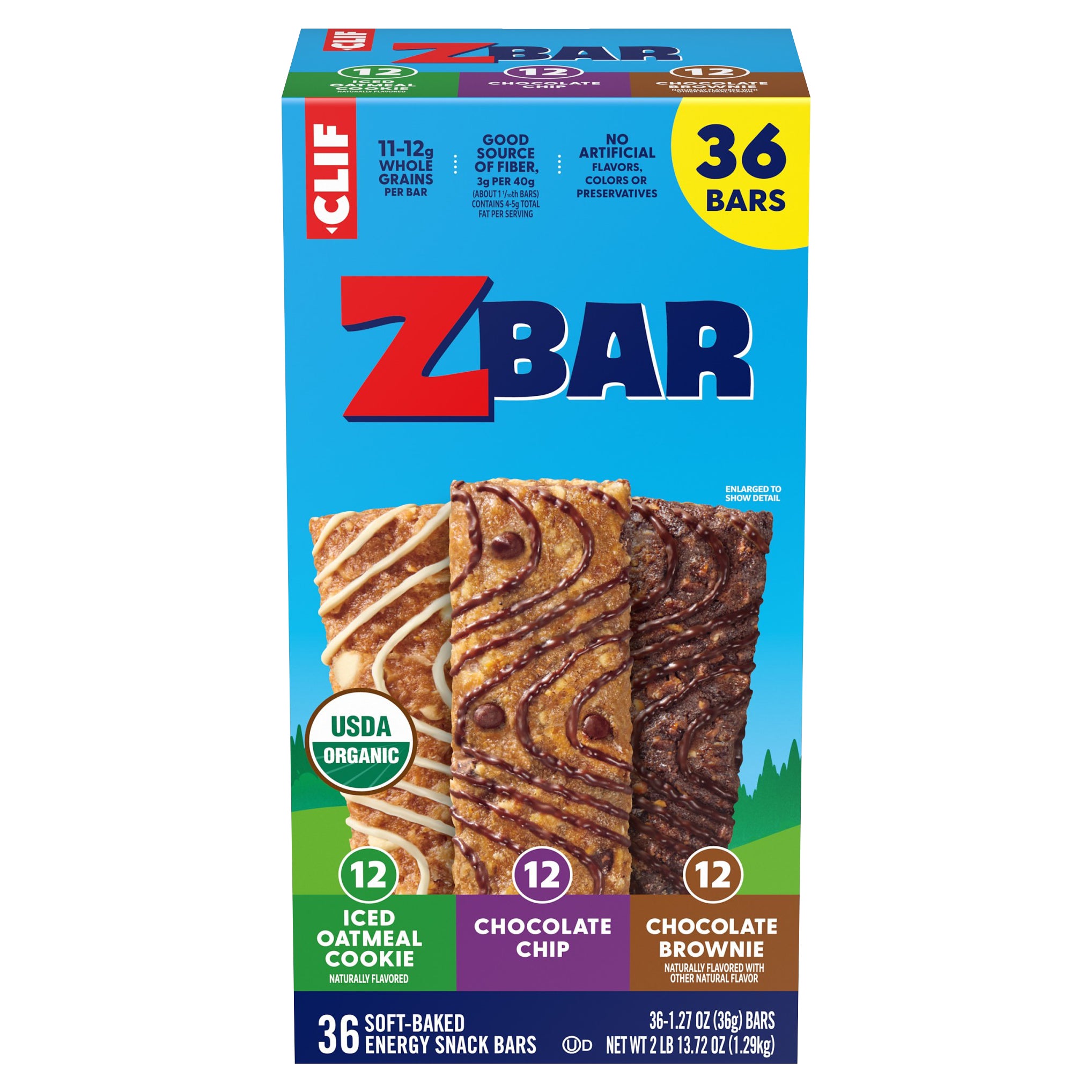 **CLIF Kid Zbar** Organic Snack Bar, Variety Pack, 1.27 oz, 36 ct