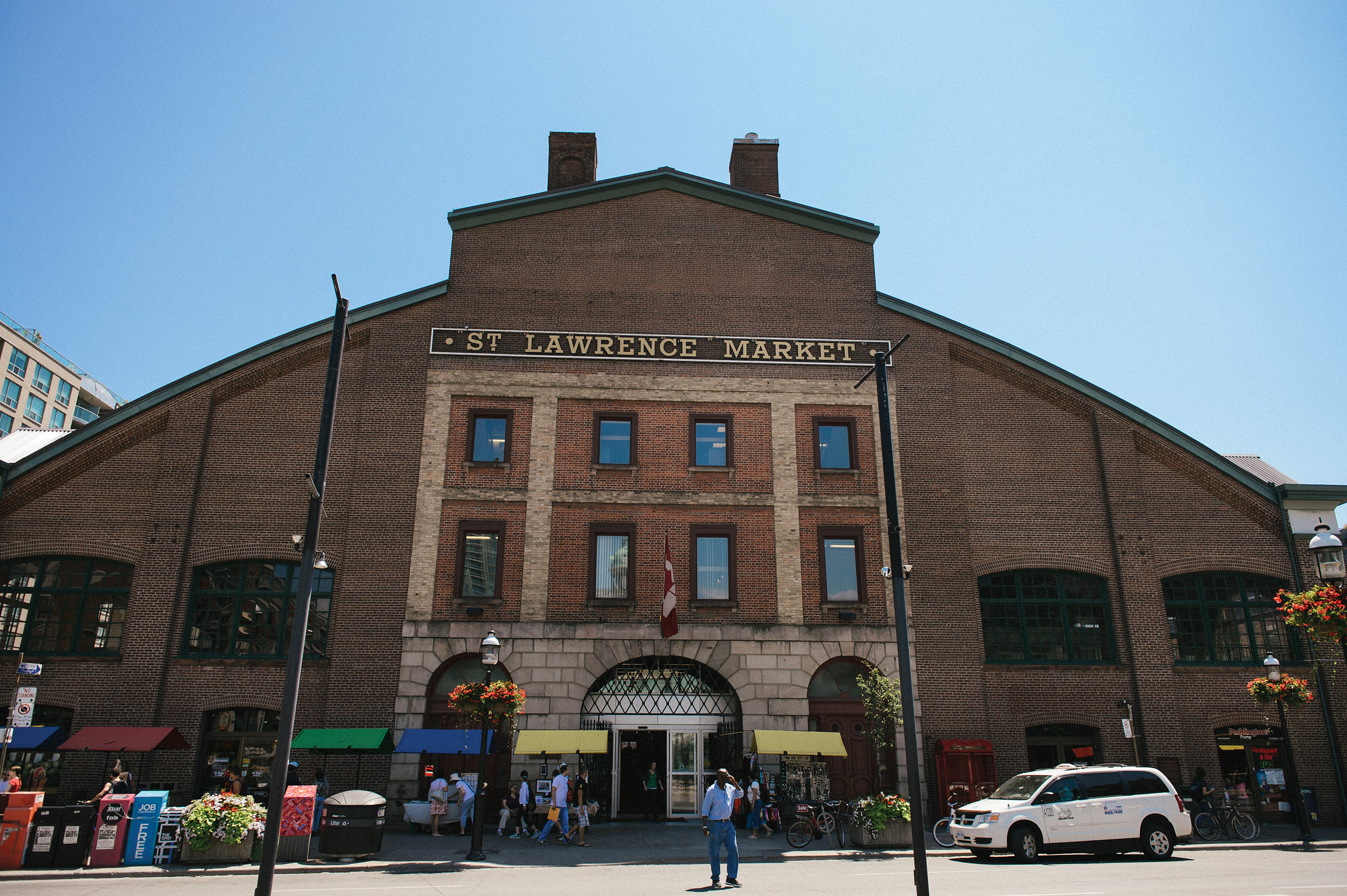 Brick building with St. Lawrence Market sign 
