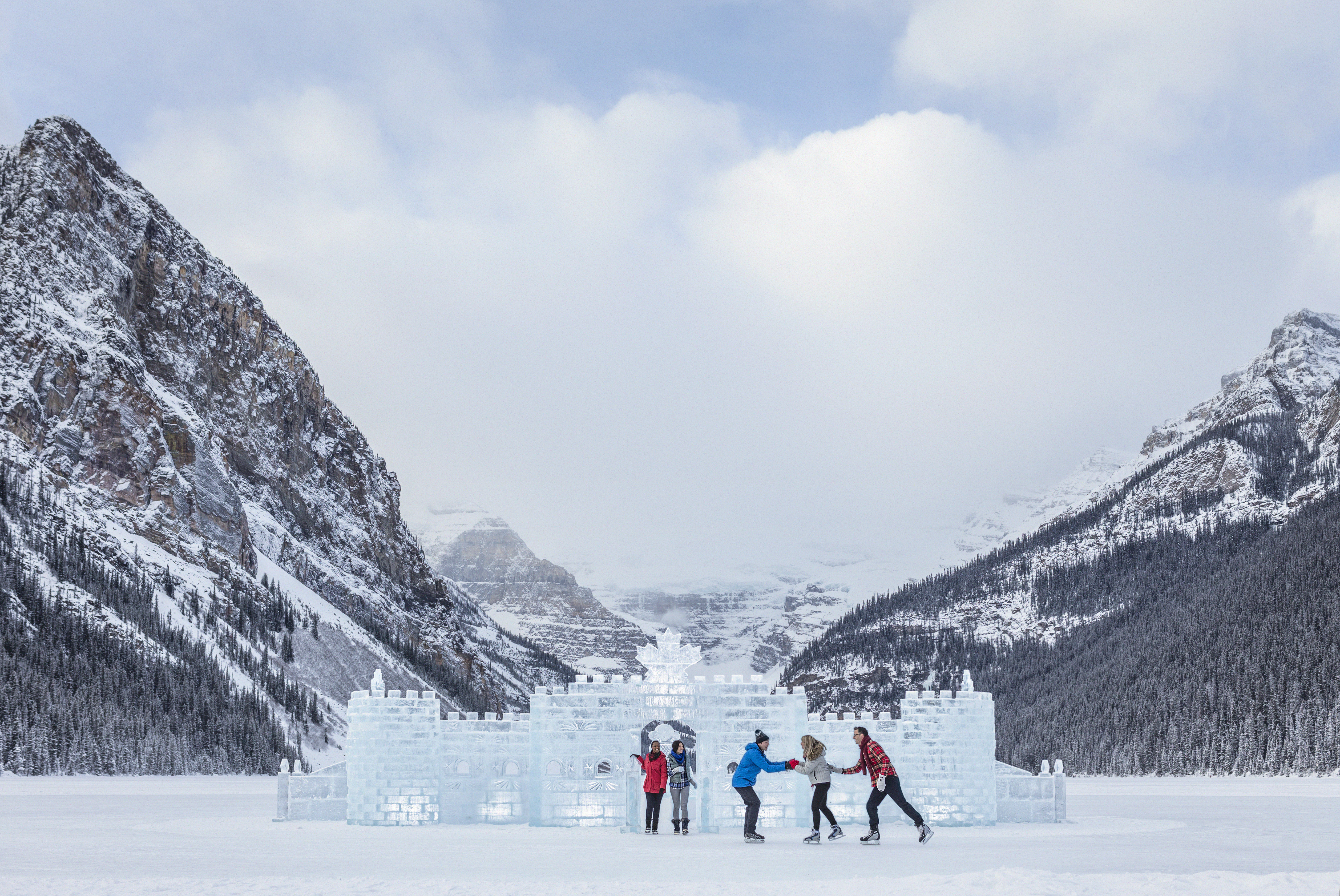 Ice sculpting contest at Lake Louise