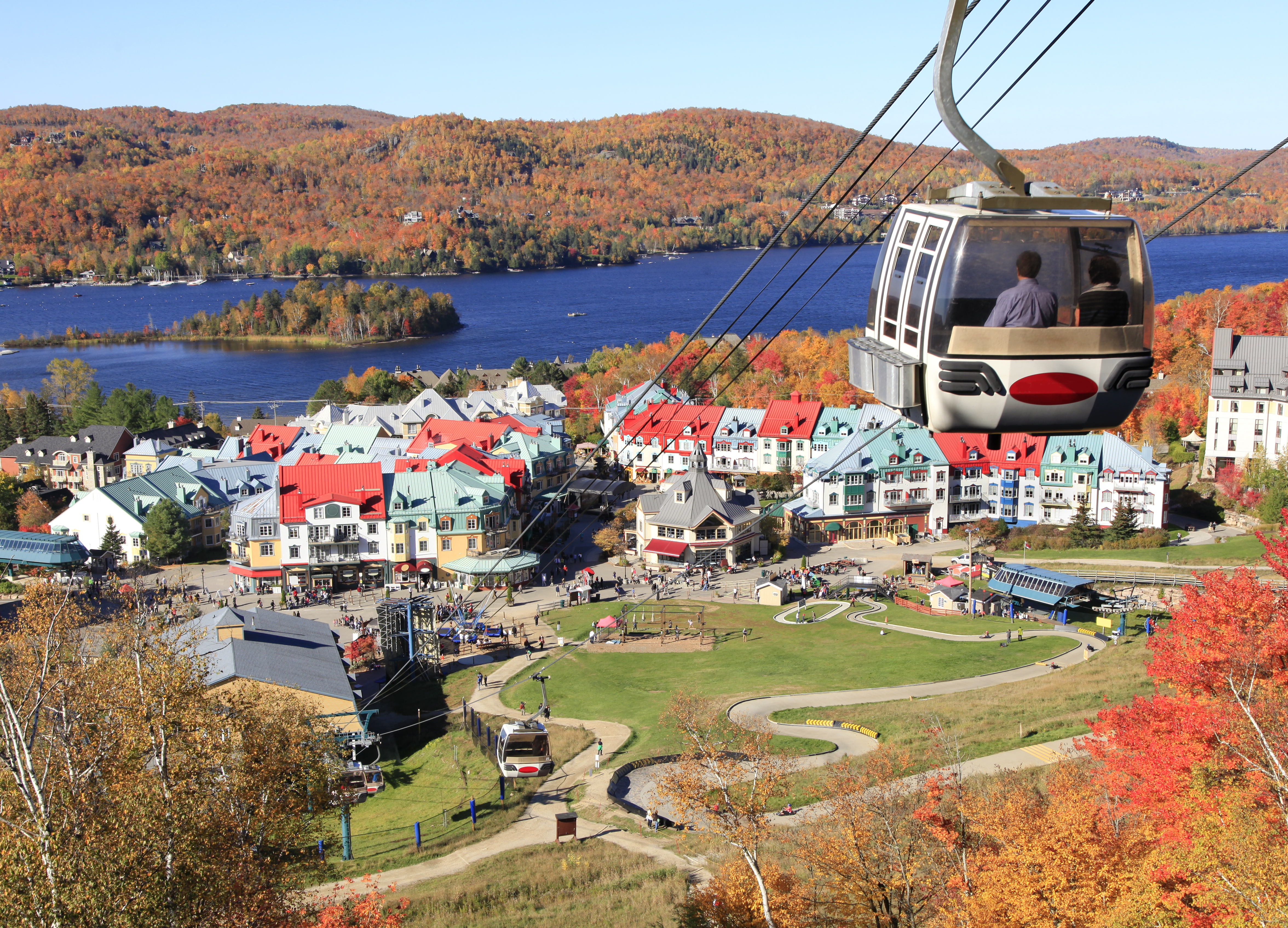 View of Mont Tremblant Lake Village, gondola
