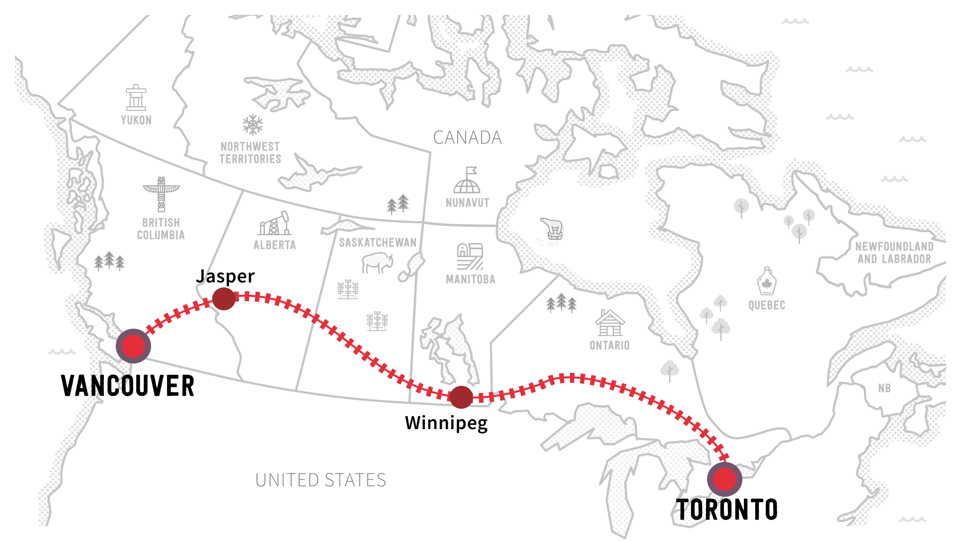 Route map of the Canadian Train