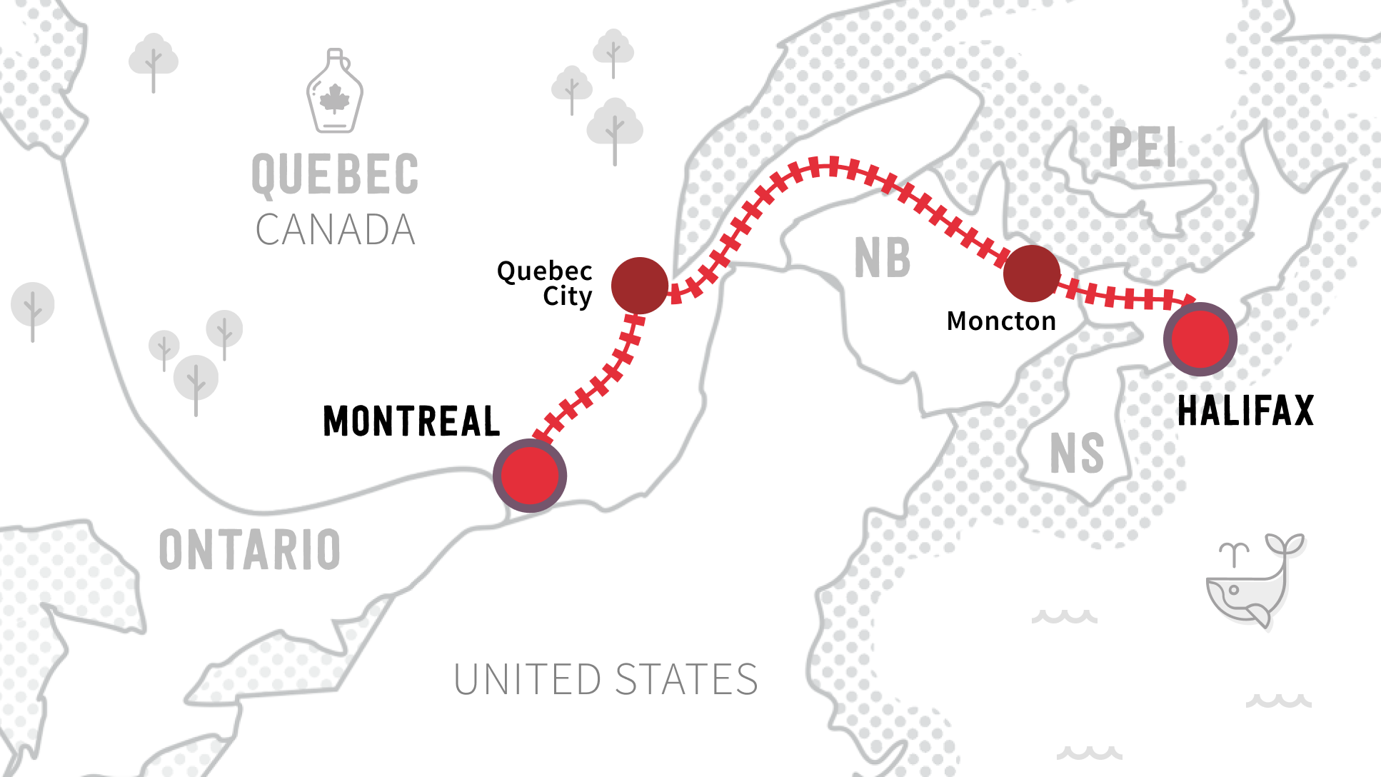 Route map of the Ocean Train