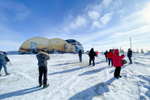 Visitors at the Polar Bear Holding Facility in the town of Churchill, Manitoba