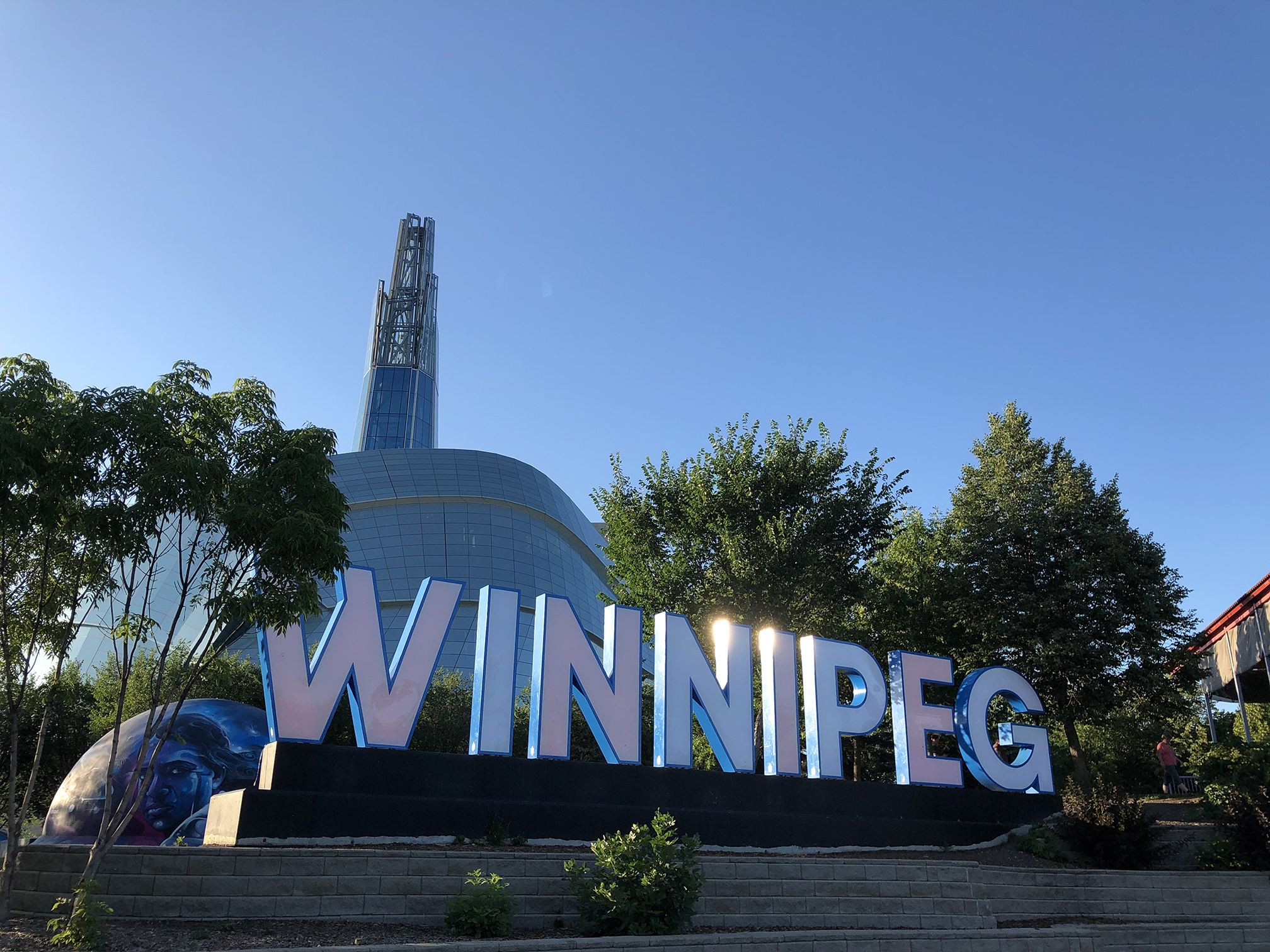 Close up of a large Winnipeg sign