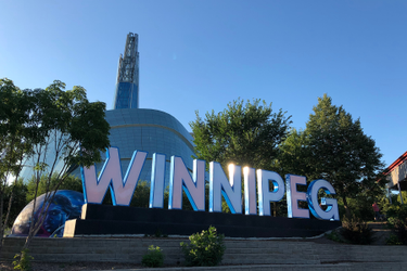 Close up of a large Winnipeg sign