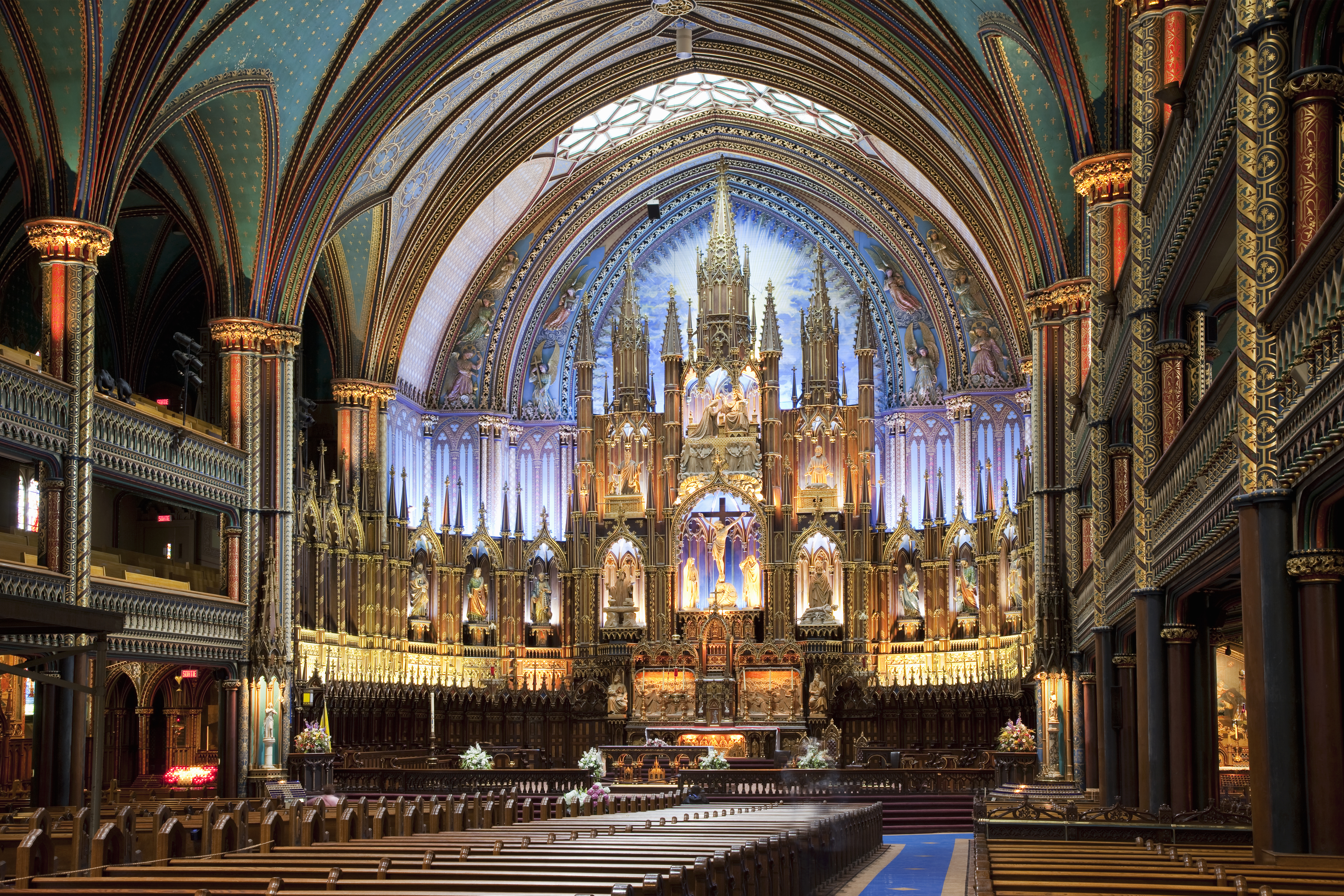 Inside view of the Cathedral of Notre Dame in Montreal.