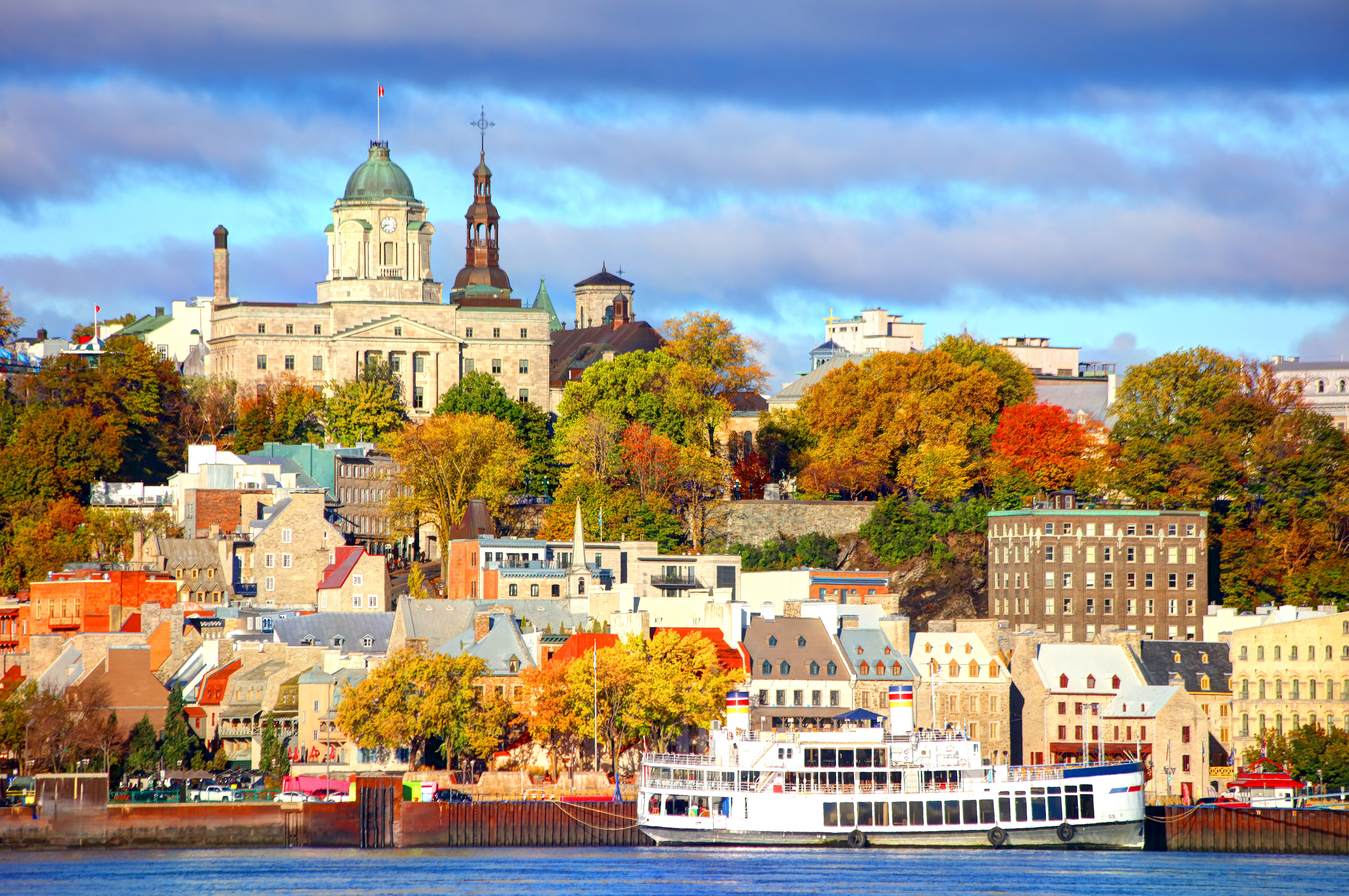 View across the river to autumn in Quebec City