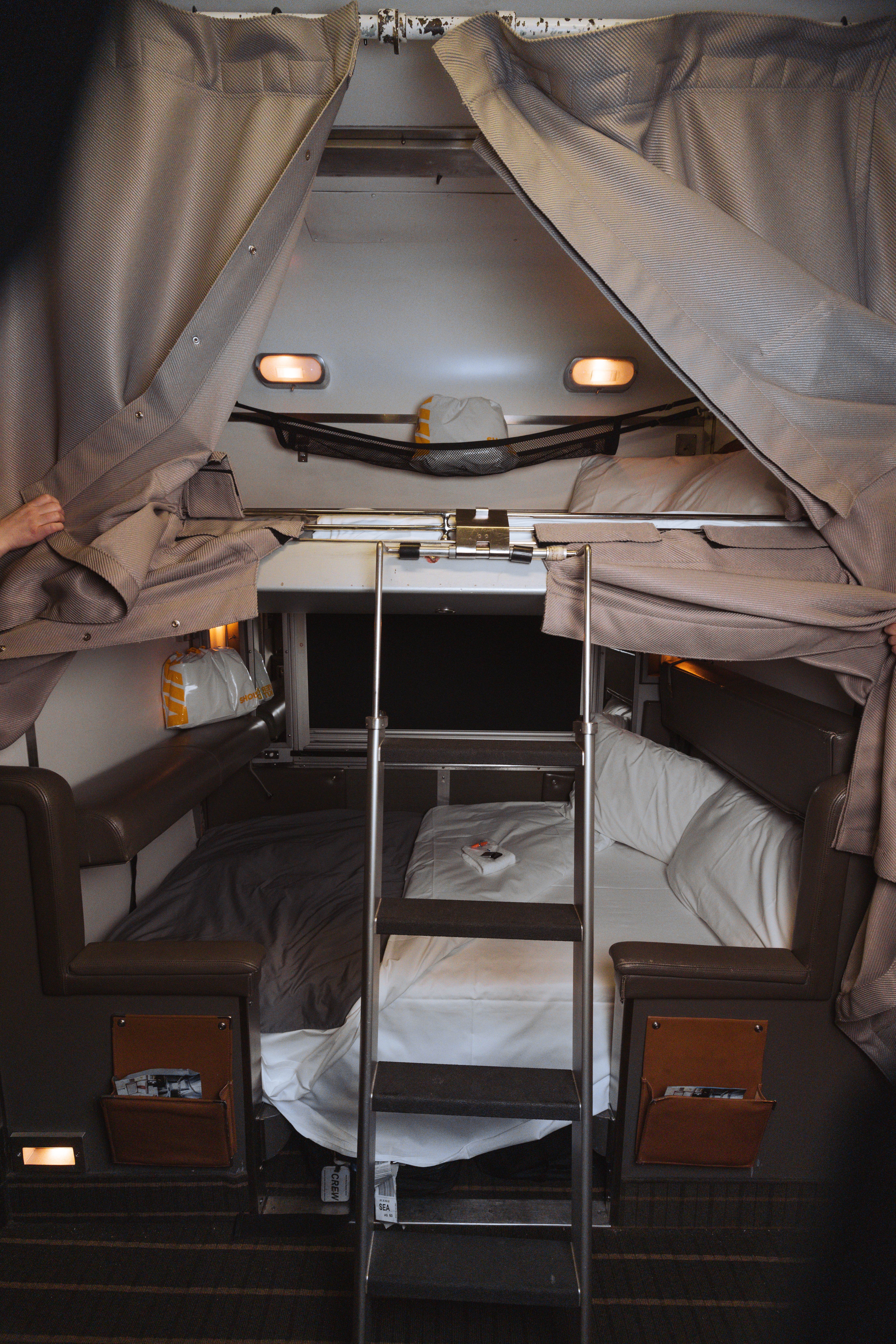 Upper and lower beds in Sleeper Plus class onboard VIA Rail's train, The Canadian
