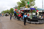 Locals dressed in uniforms participating in Star Trek themed parade event in southern Alberta town, Vulcan