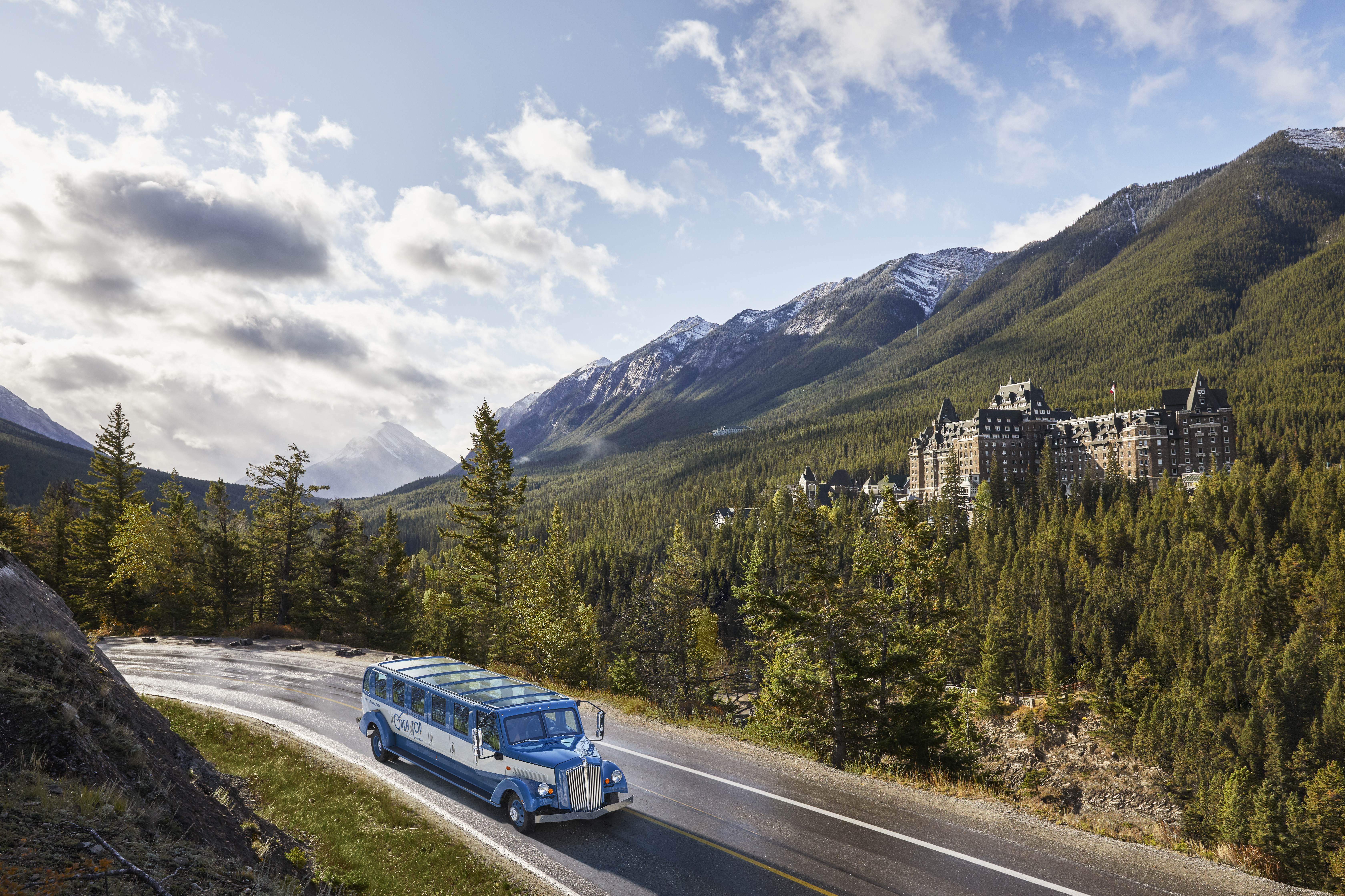 A vintage bus tour through the Rockies