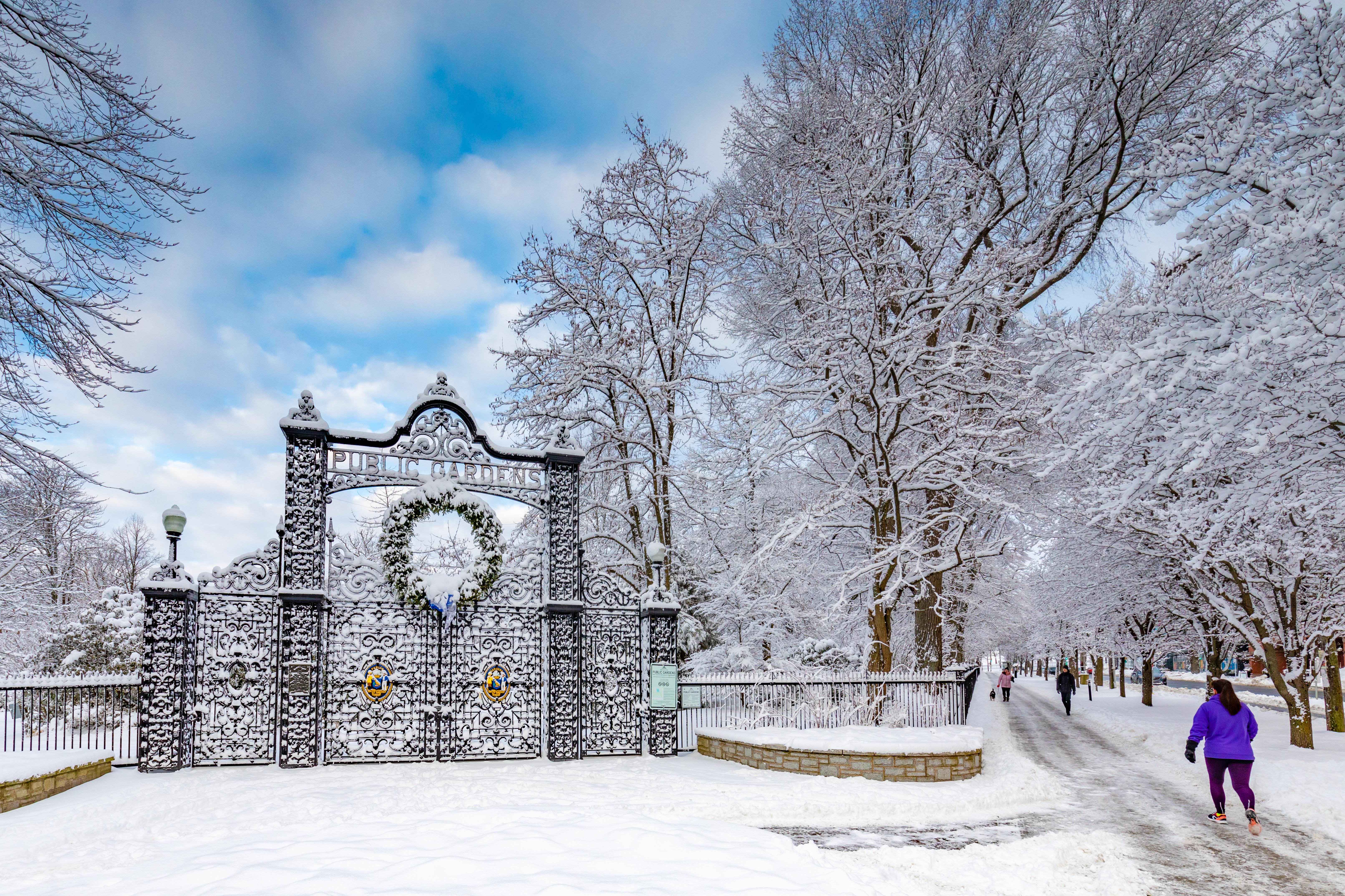 Victorian Garden and National Historic Site, Halifax Public Gardens, in the heart of the city after snow