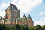 Close up of the Chateau Frontenac, a castle-like hotel in Quebec City 