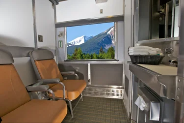 The interior of one of the cabins on the VIA train