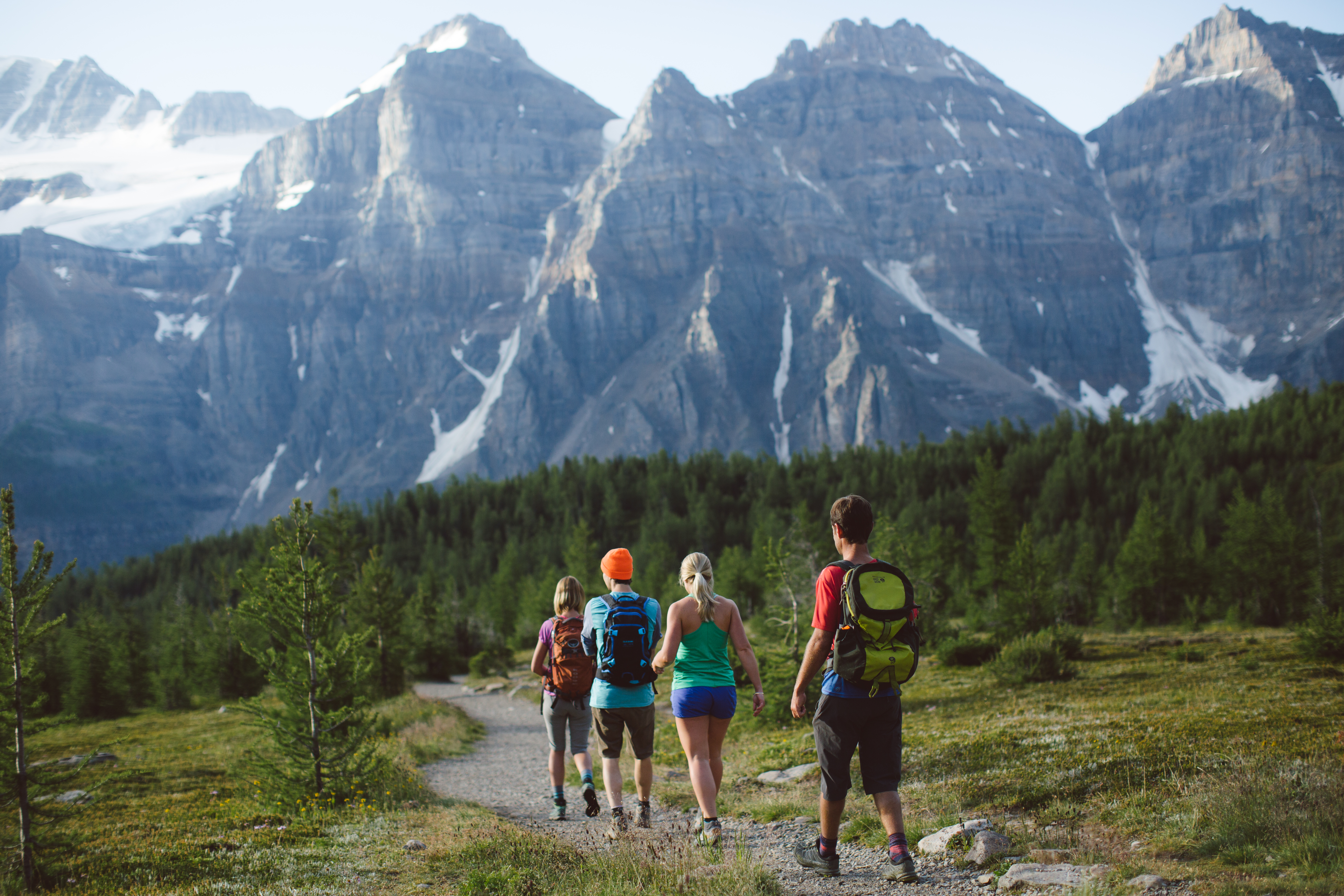 A group hiking at Sentinel Pass, one of the best hikes in the Canadian Rockies 