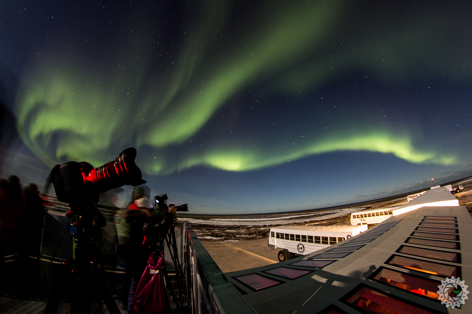 Northern Lights over the Tundra Buggy Lodge in Churchill Manitoba