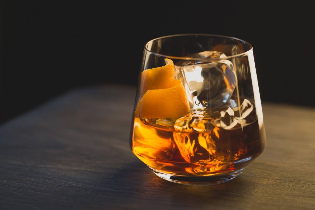 An Old Fashioned Cocktail made with Canadian whisky 