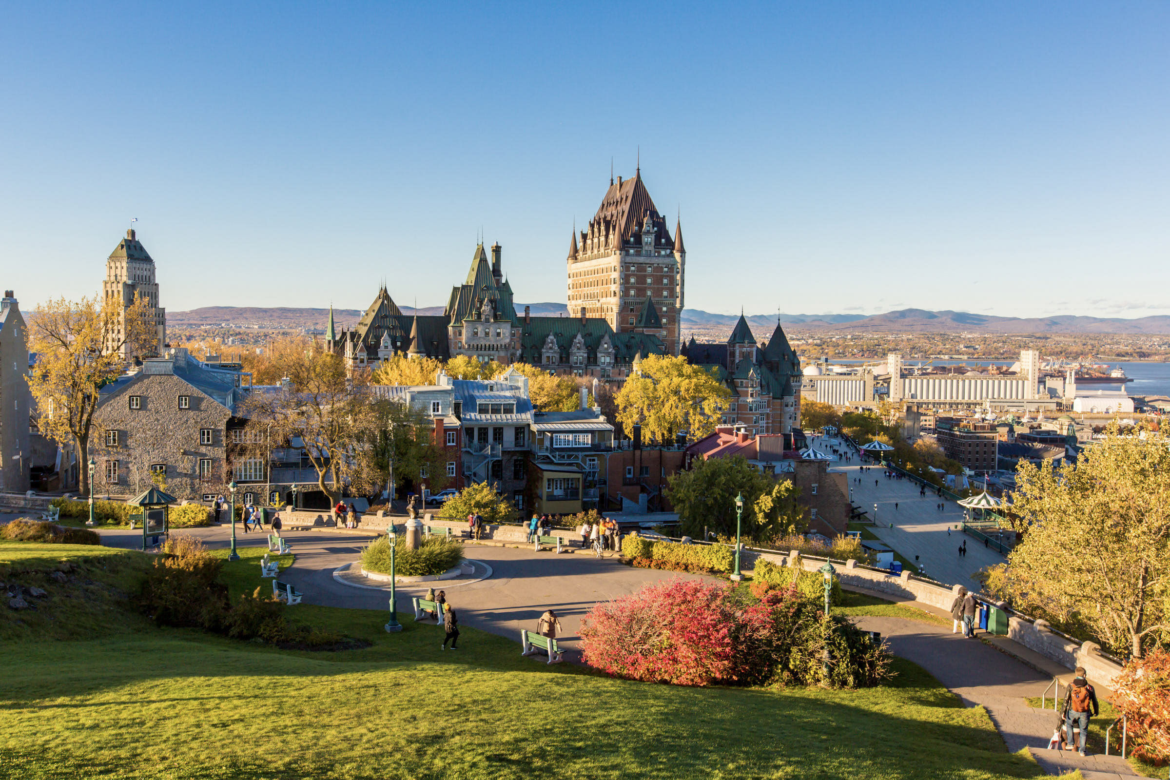 Frontenac Castle in Old Quebec City in the autumn season