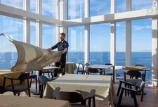 Dining room prep at the Fogo Island Inn