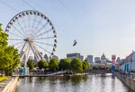 View of Montreal's large ferris wheel and zipline