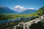 VIA Rail’s The Canadian train travels through the Rocky Mountains