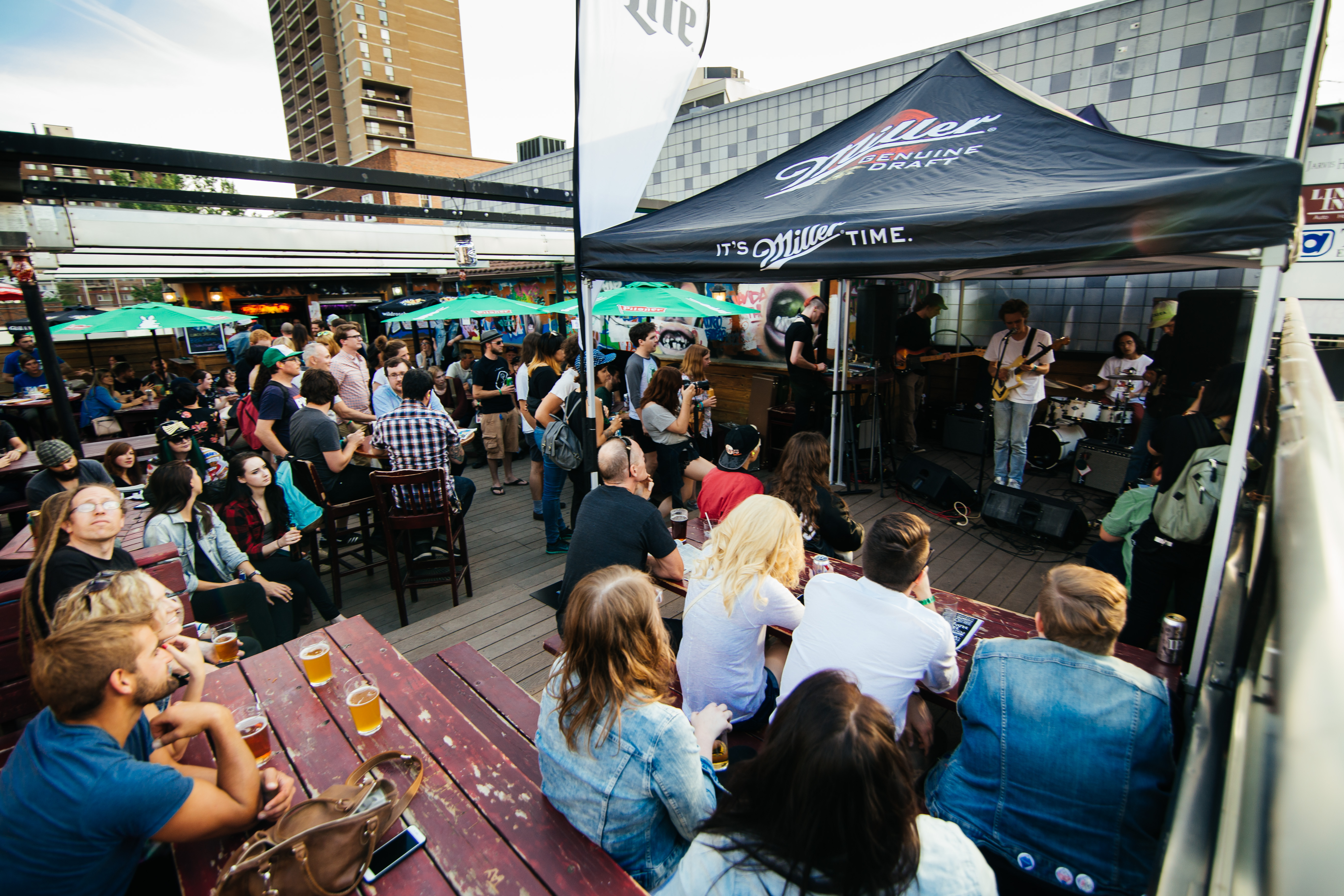 Band playing on rooftop at the Sled Island Music festival