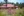 Wooden Cabins in focus in background with wildflowers in foreground