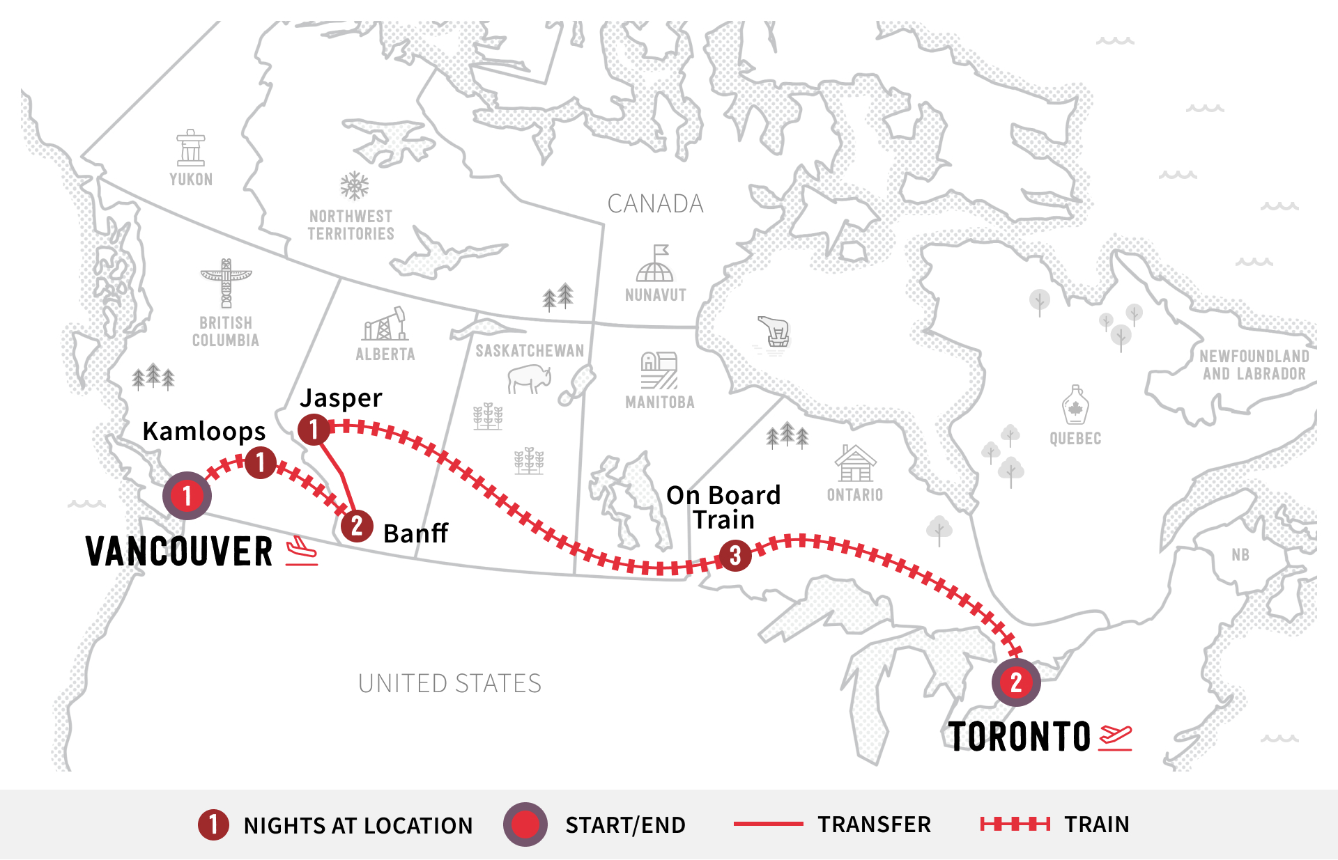 Route map of the Canadian Train