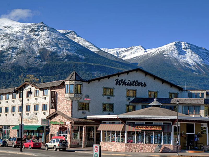 Building in a commercial area with mountain view