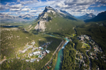 View of Banff National Park and Banff townsite from above