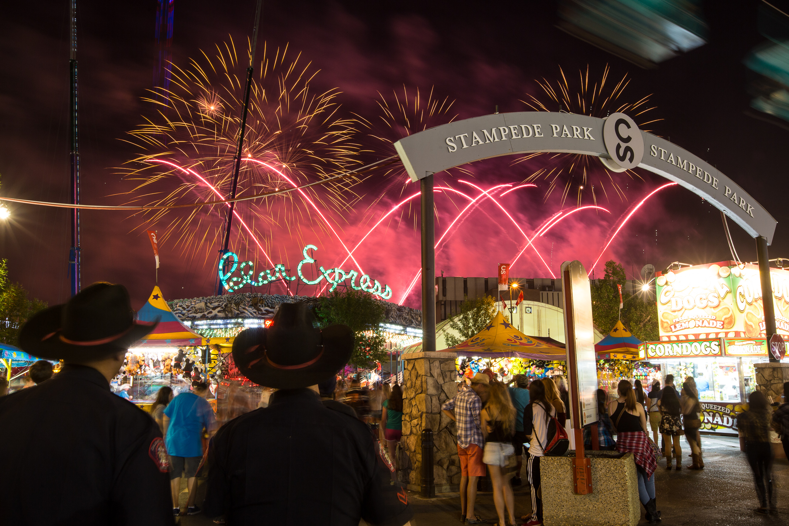 Midway at night at the Calgary Stampede