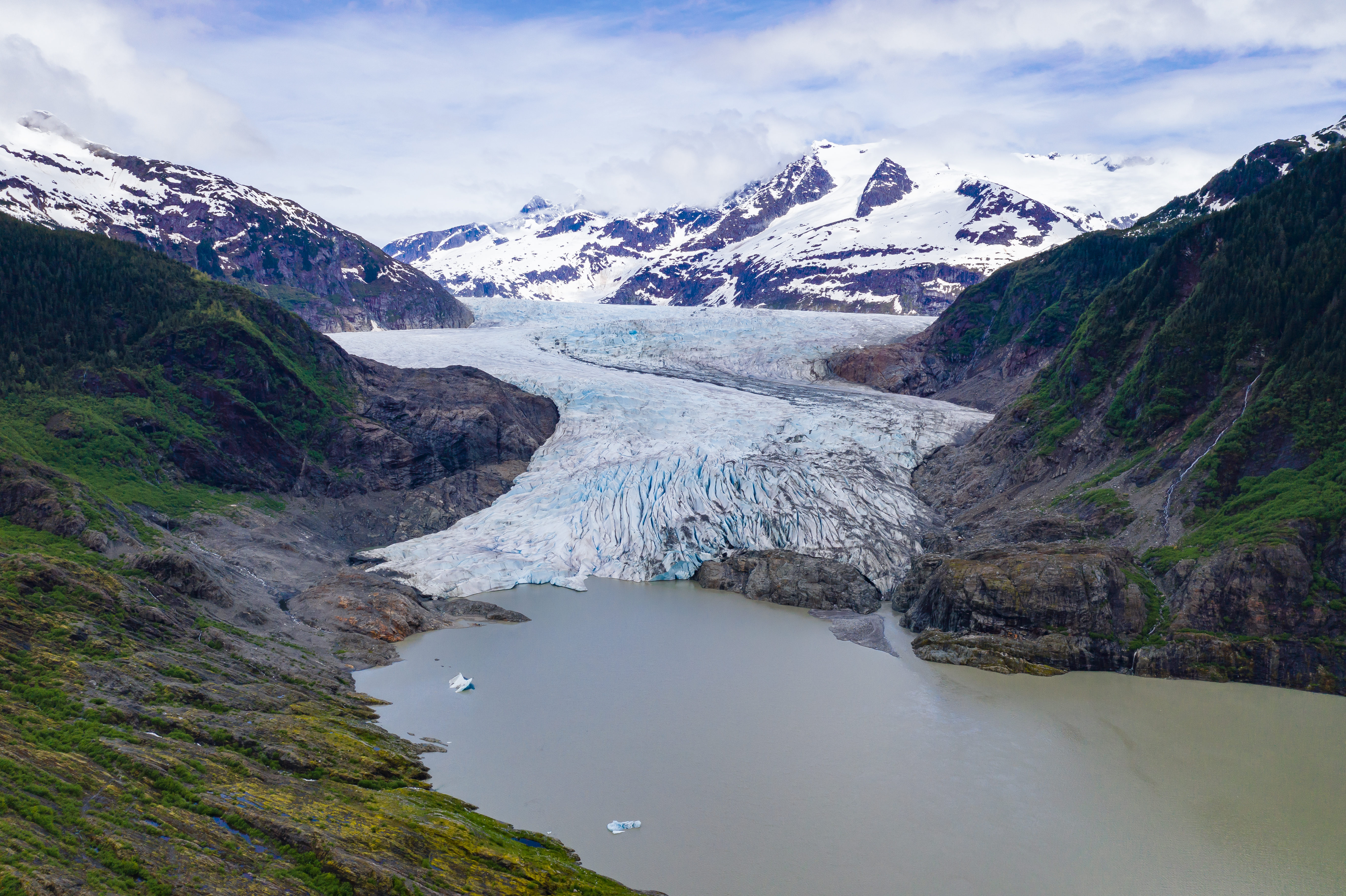 Mendenhall Glacier and snow-capped mountains 