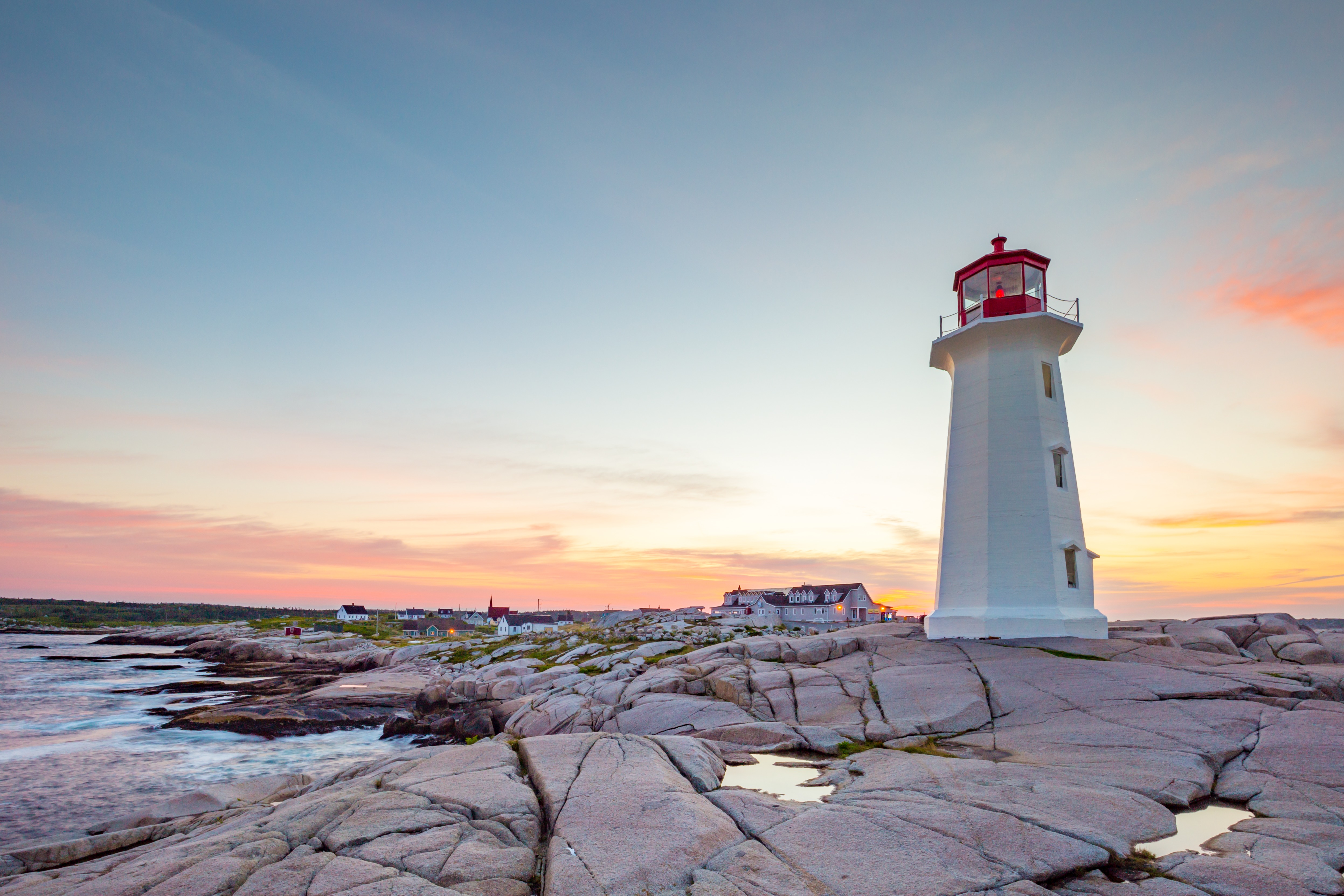 Sunset behind Peggy's Cove Lighthouse 