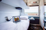 Interior of a Sleeper cabin with two bunk beds on the VIA Rail Ocean train 