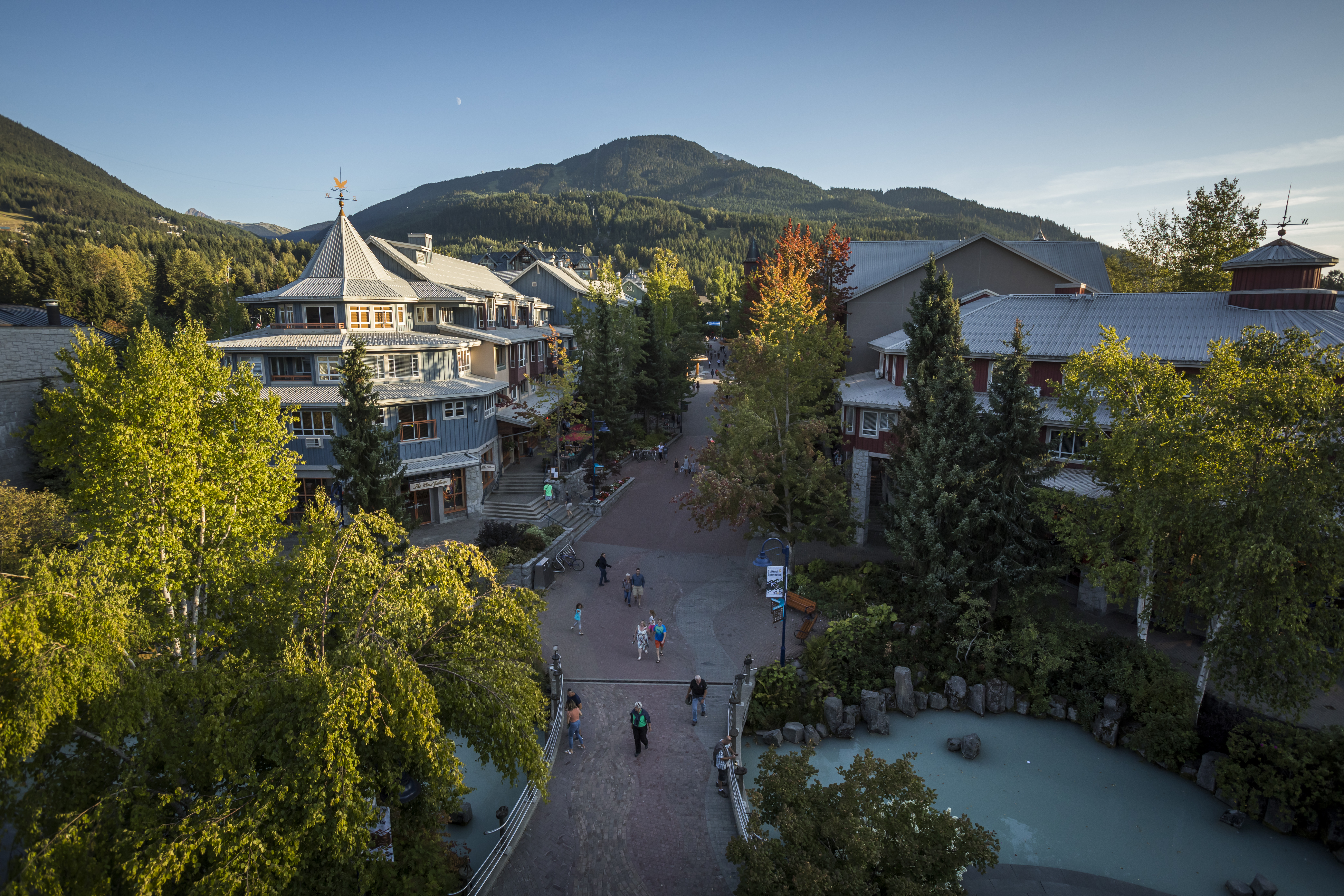 Whistler village with surrounding mountains in the summer 